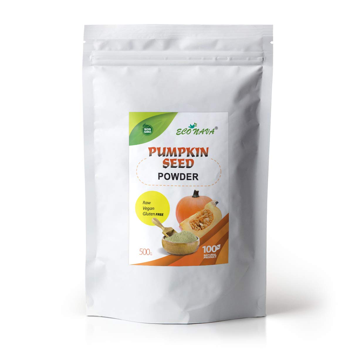 Organic Pumpkin Seed Powder - Gluten Free Flour 500g (18 oz) | High Protein Superfood | Eco Nava Brand | Perfect for Smoothies, Baking, Salads & Healthy Recipes | Vegan & Keto Friendly