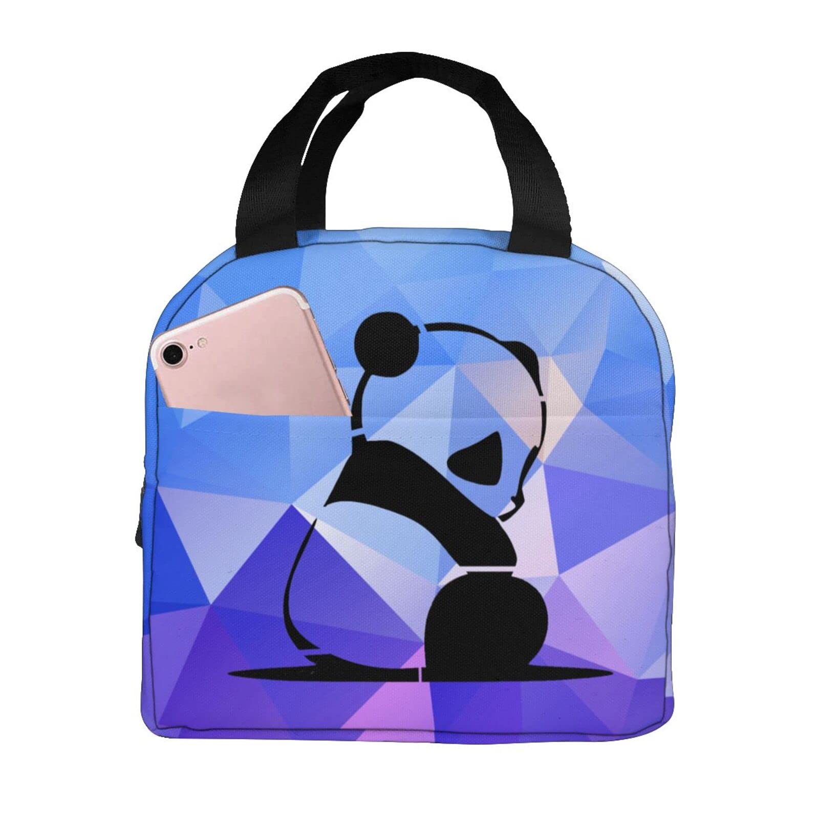 Reusable Insulated Panda Lunch Bag for Women, Men, Girls & Boys - Large Capacity Cute Cartoon Meal Tote with Detachable Handle - Perfect for School, Work, Picnics & Outdoor Activities