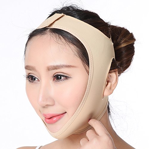 Frackson Beige V-Shape Face Slimming Mask for Women - Double Chin Reducer, Breathable Face Lifting Belt, Anti-Wrinkle & Anti-Aging Facial Strap (XL Size) | Perfect for Home Spa, Self-Care Routines & Travel