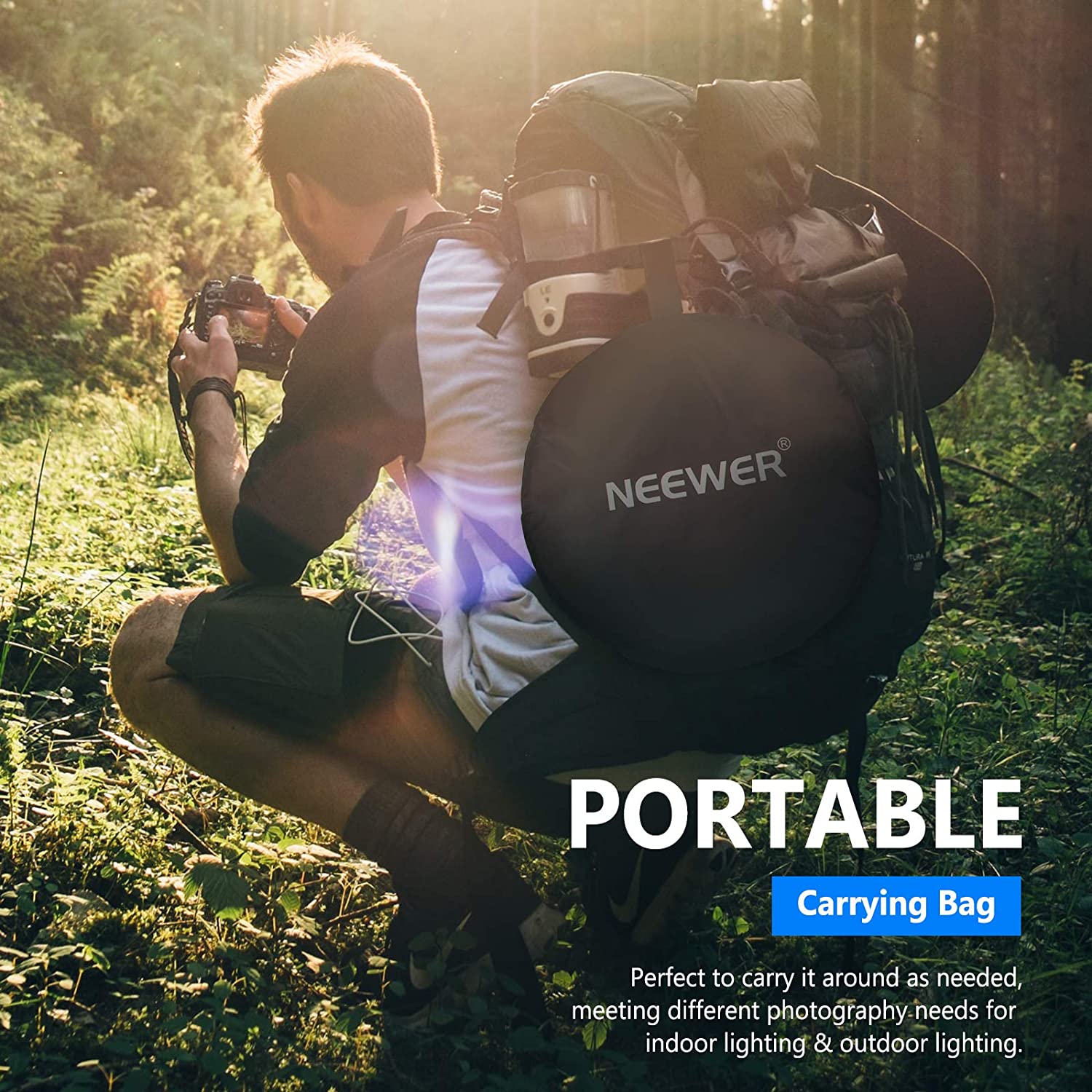 NEEWER 5-in-1 80CM/110CM Collapsible Round Light Reflector with Grip - Professional Photography Lighting Accessory for Portraits, Product Shoots & Outdoor Photography