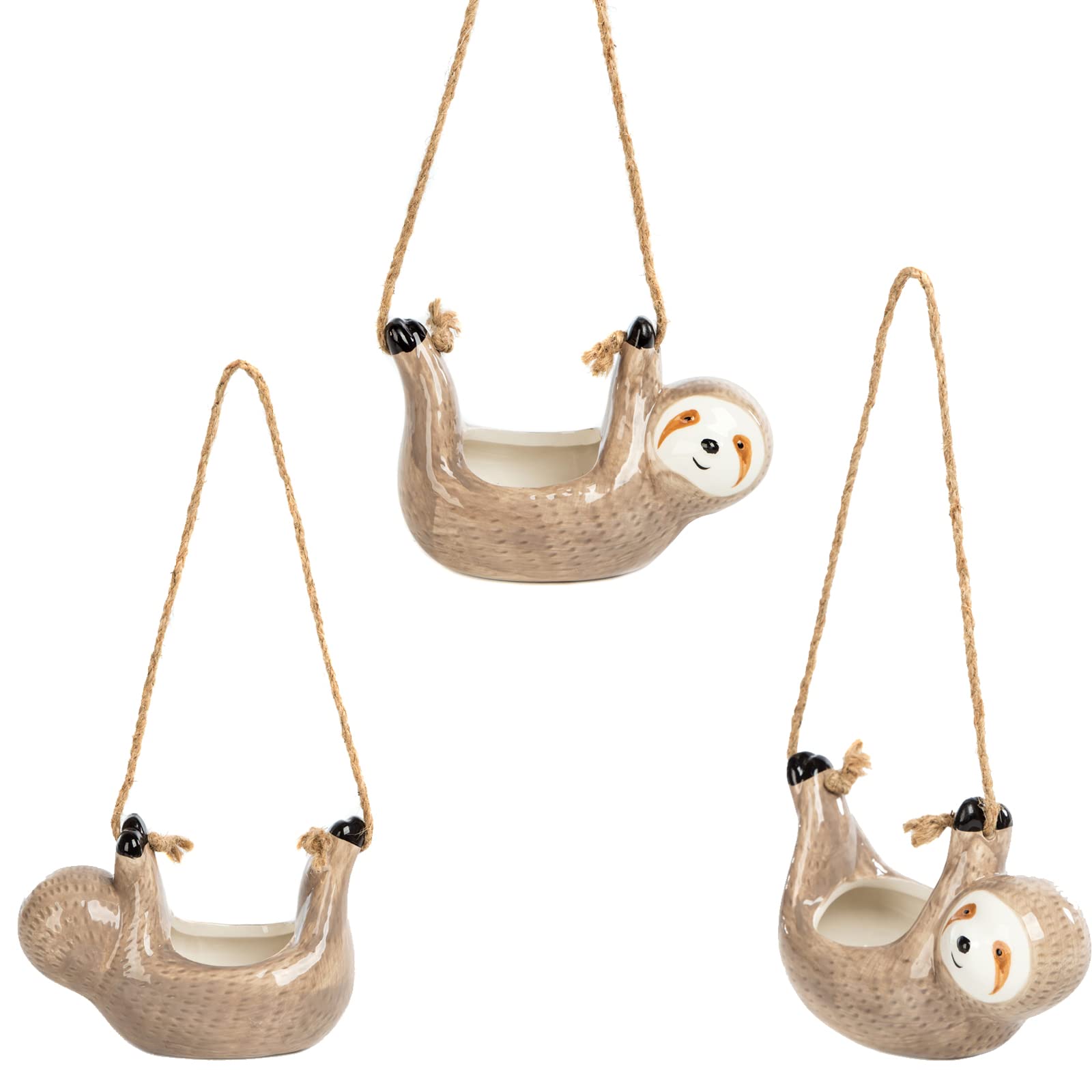 Sloth Hanging Planter for Indoor Plants - Light Brown Flower Pot Holder for Succulents, Air Plants & Home Decor | Perfect for Living Room, Bedroom & Balcony Gardening (1 Pack, Plants Not Included)