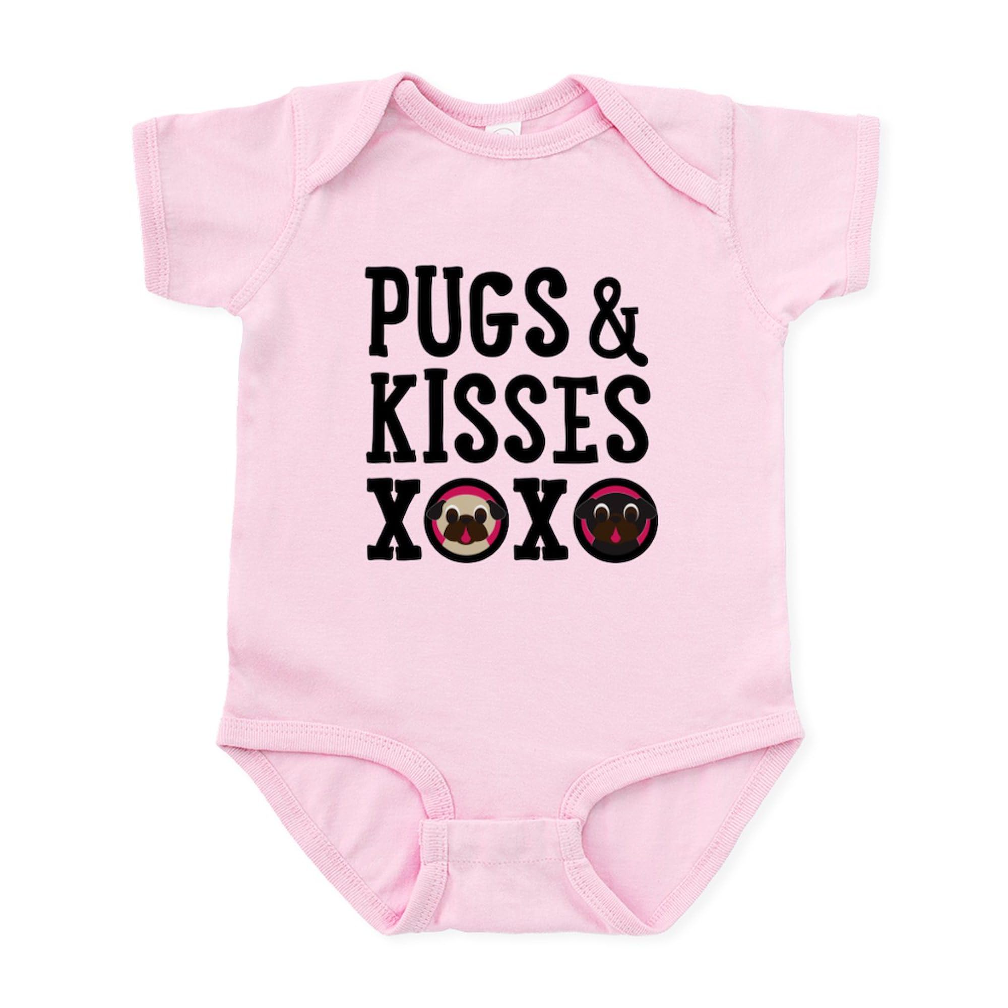 Pugs & Kisses Black Text Stacked Infant Bodysuit - Cute Baby Romper for Boys & Girls | Perfect for Playtime, Photo Shoots & Everyday Wear