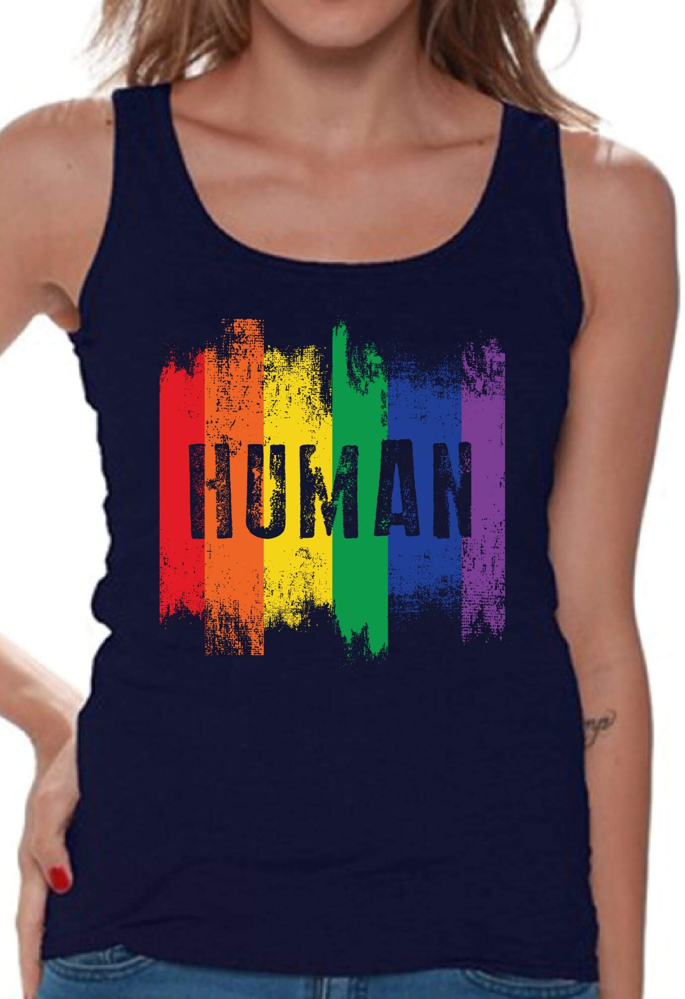 Awkward Styles Women's Pride Tank Top - LGBTQ+ Rainbow Graphic Tee for Lesbian, Gay & Bisexual - Perfect for Pride Parades, Festivals & Ally Support