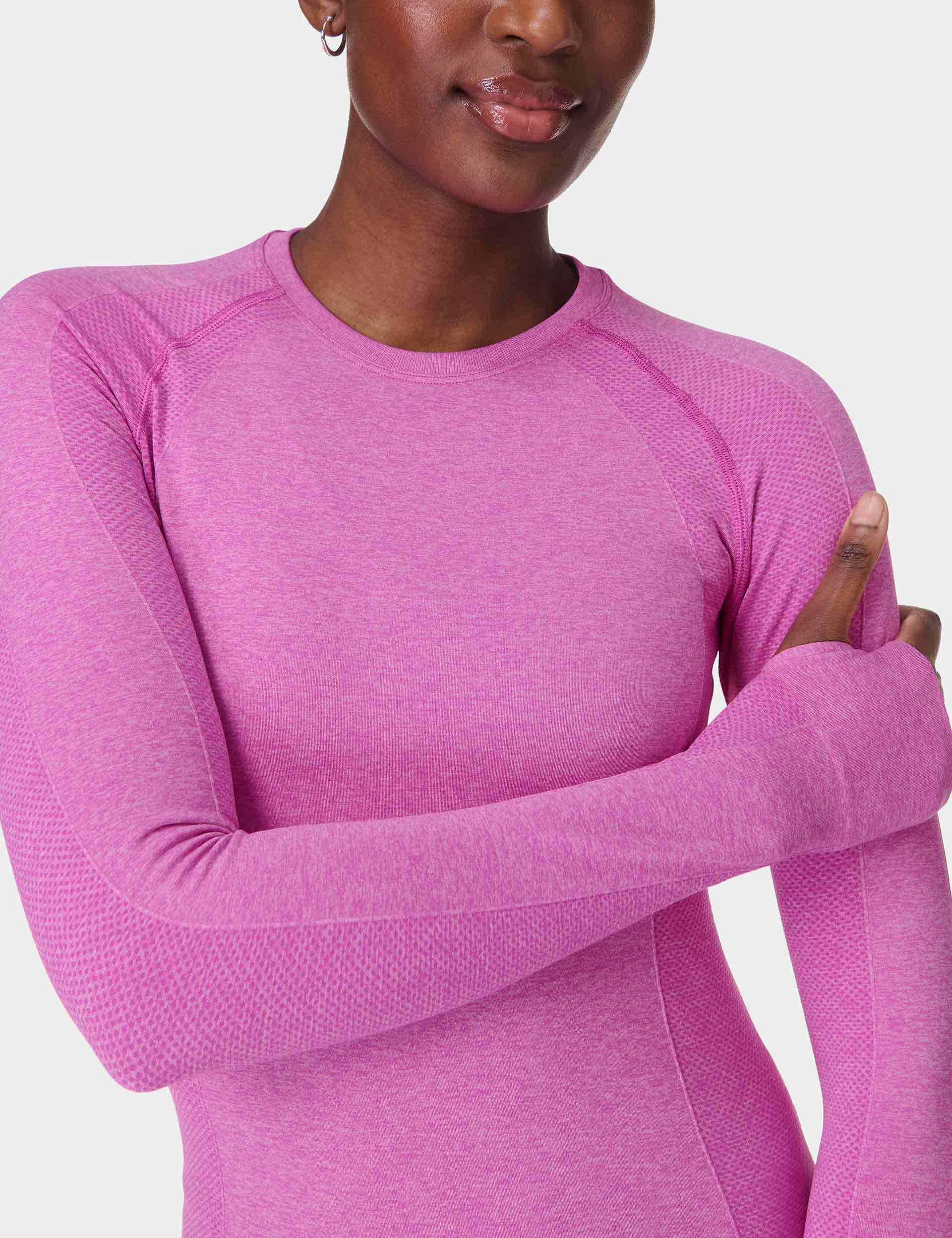 Athletic Seamless Long Sleeve Workout Top for Women - Allium Pink/Nerine Pink Marl - Perfect for Gym, Yoga & Running