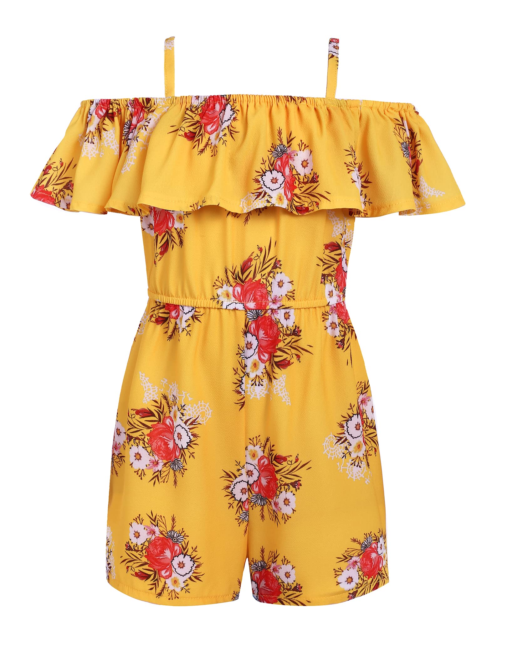 Arshiner Girls' Off Shoulder Ruffle Romper Playsuit - Summer Outfits & Clothes Set for Toddlers - Perfect for Beach Vacations, Playdates, and Outdoor Adventures