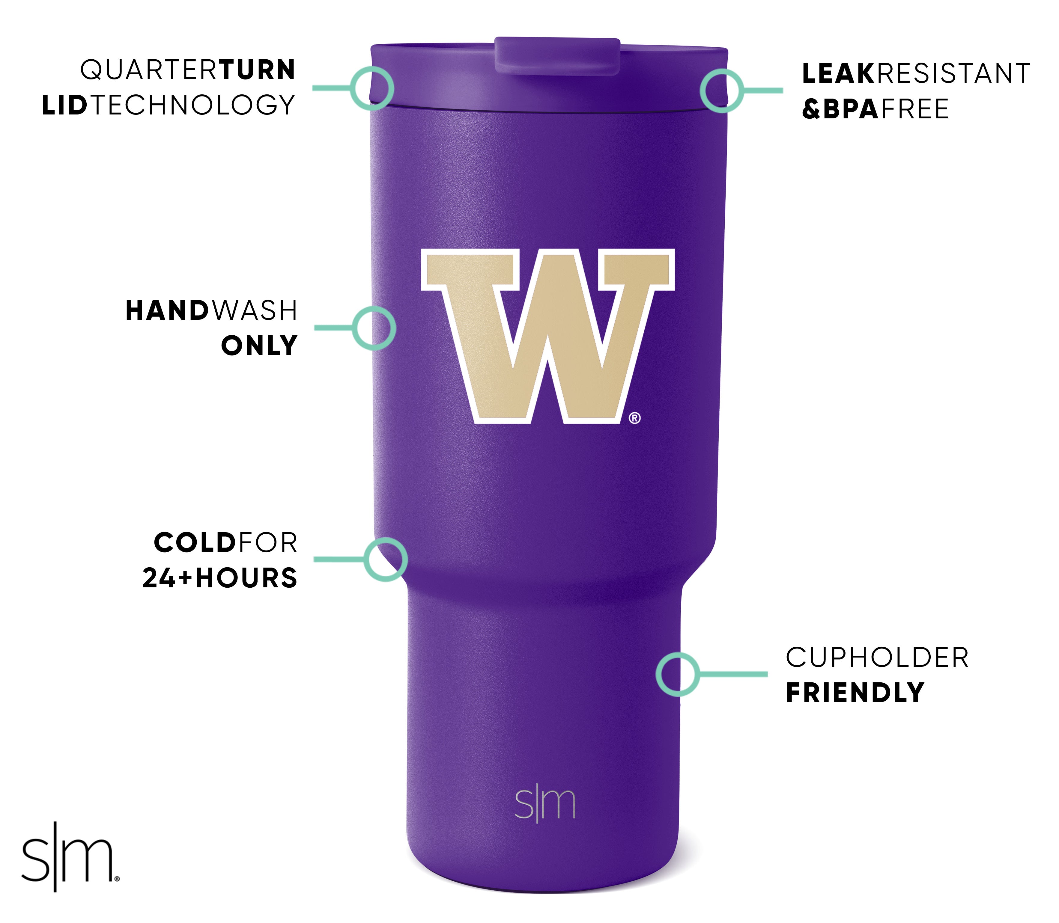 Collegiate Trek Tumbler - Insulated Stainless Steel Water Bottle with Leakproof Lid for College Students - Perfect for Campus, Hiking, and Outdoor Adventures