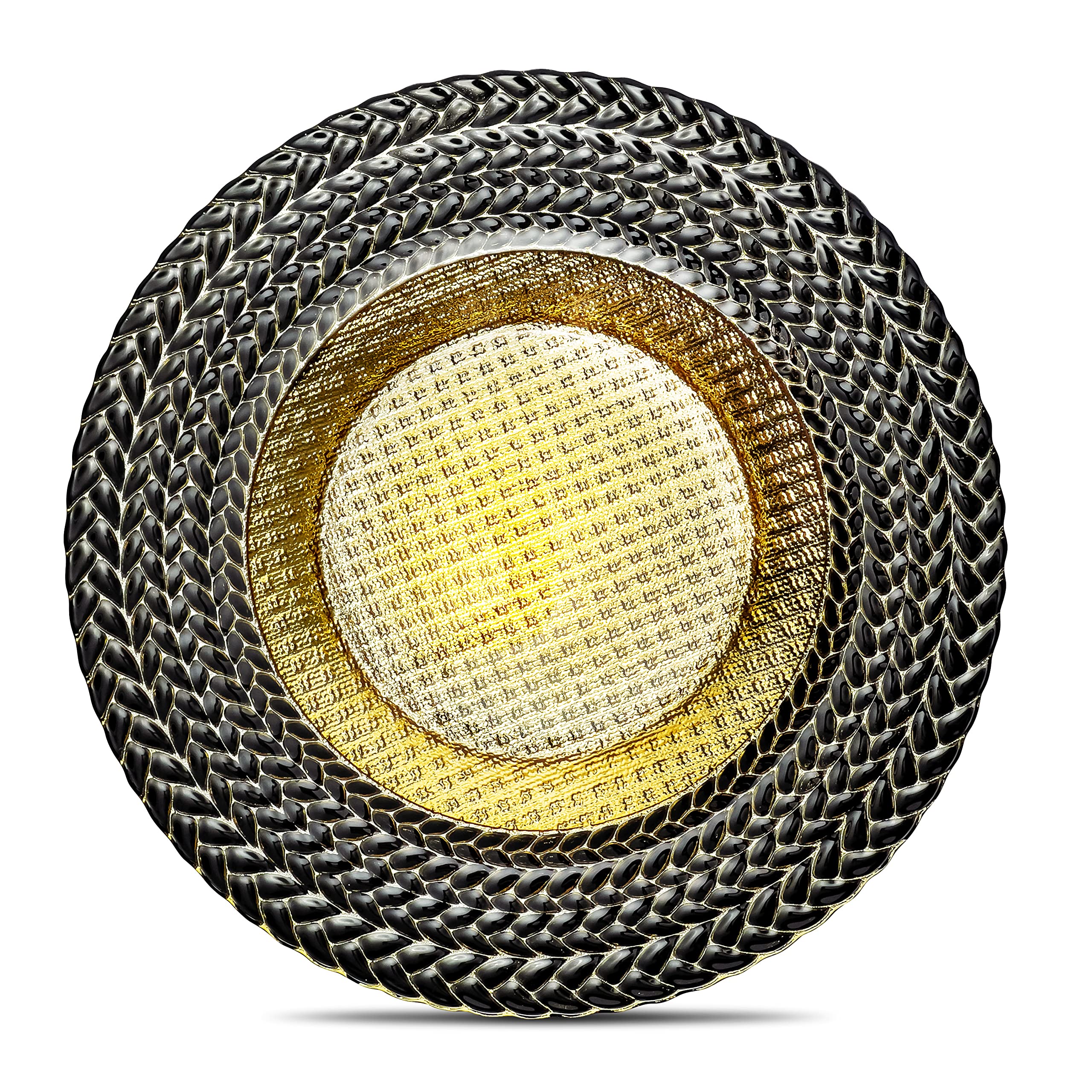 Premium Glass Charger Plates Set of 8 - Elegant Gold Rim Dinner Plate Chargers for Wedding, Party & Formal Dining Decor - Black & Gold Placemats for Table Setting, Buffet & Special Occasions