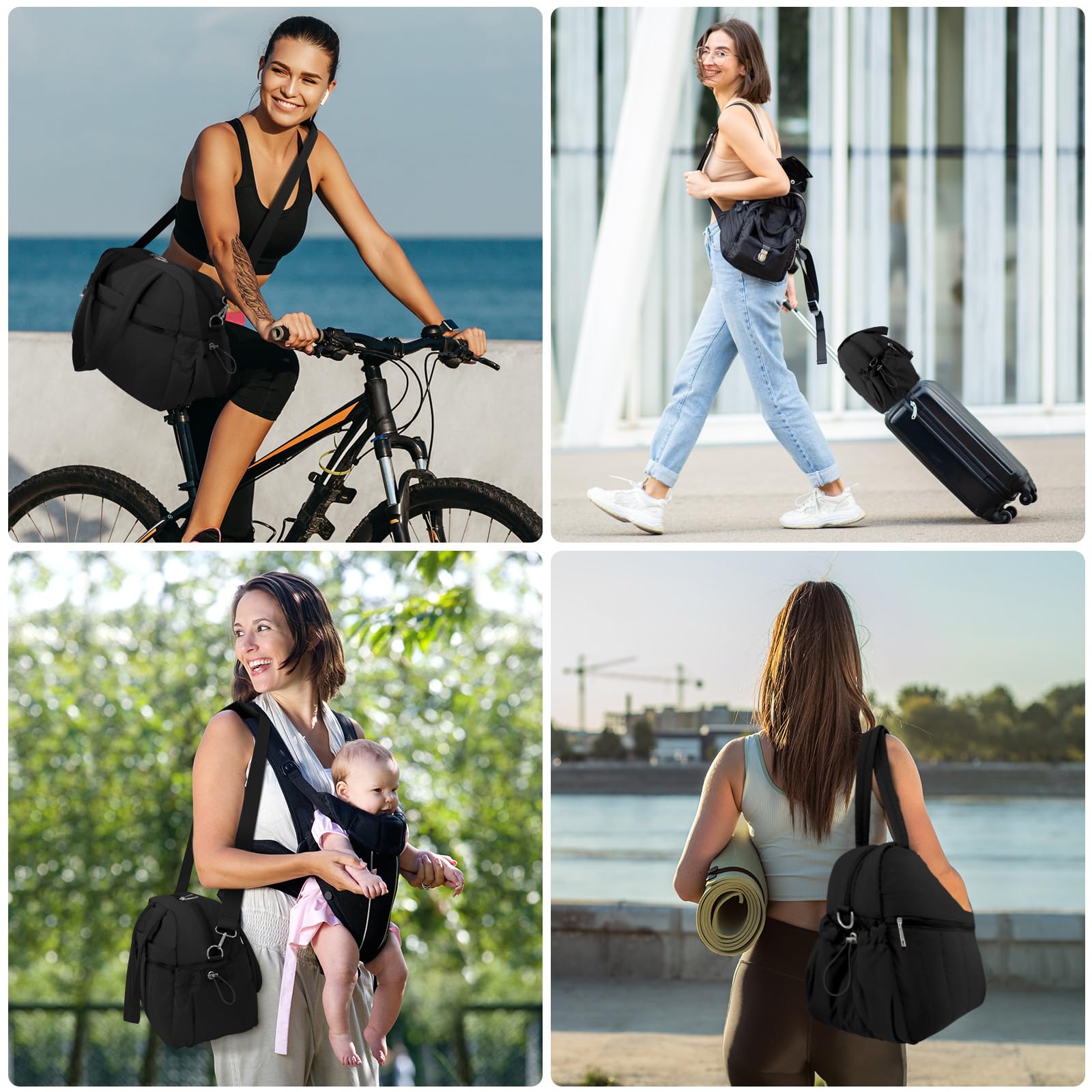 **Waterproof Travel Duffle Bag for Women - Large Gym Bag with Washbag & Toiletry Pouch - Sports, Workout, Overnight & Hospital Carry-On Weekender (Black) - Perfect for Gym, Travel & Business Trips**