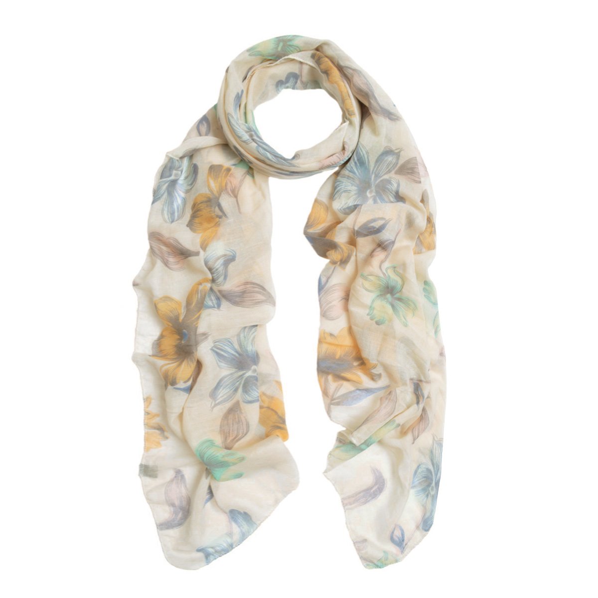 Elegant Viscose Floral Print Fashion Scarf Wrap - Lightweight Summer Shawl for Women, Boho Chic Accessory for Beach, Office & Special Occasions