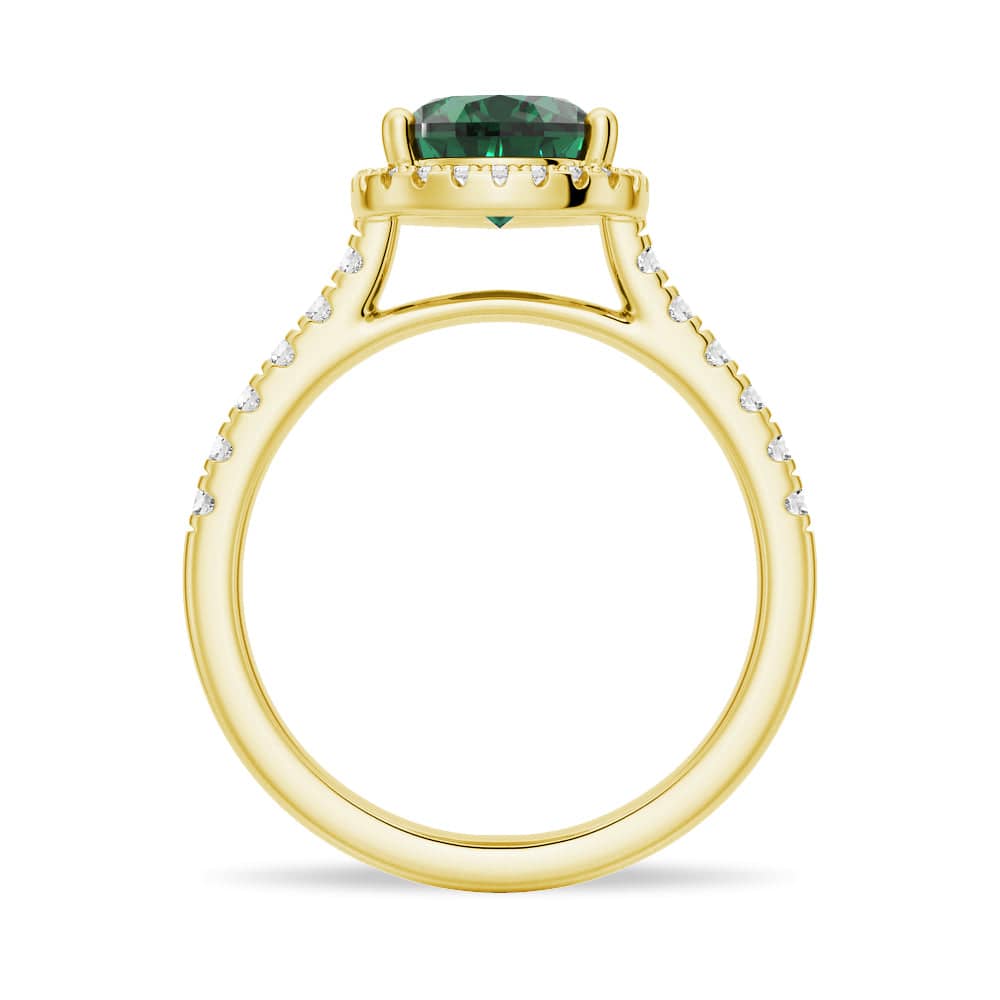 1.5 CT Pear Shaped Emerald Engagement Ring with White Sapphire Halo Accents - Vintage Style Wedding Band for Women, Perfect for Proposals, Anniversaries & Special Occasions