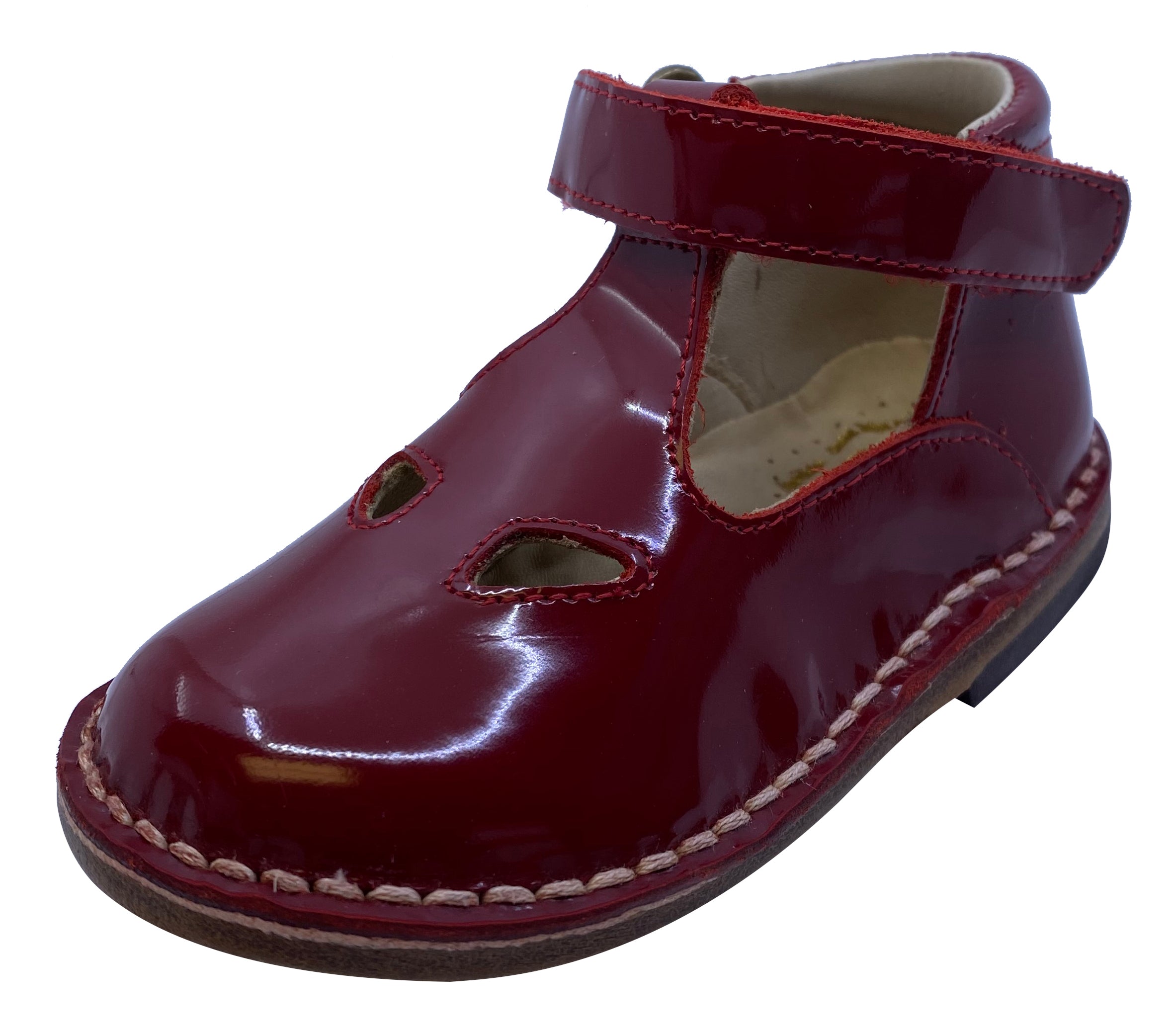 Eureka Girl's Handcrafted Due Occhi Leather T-Strap Shoes - Deep Red Patent Leather Mary Janes for Toddlers & Little Girls | Perfect for Weddings, Parties & Special Occasions