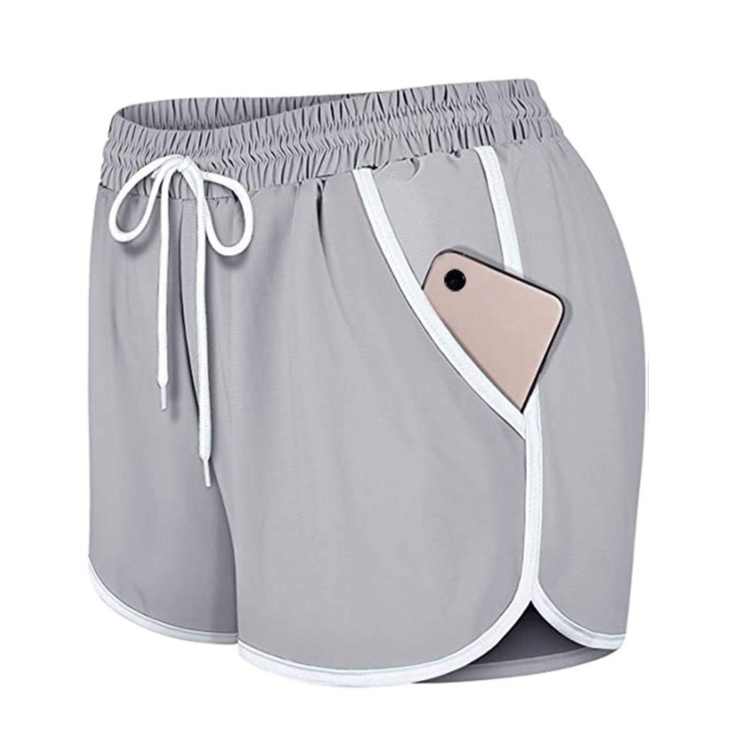 Tantisy Women's Cozy Banded Waist Running Shorts with Pockets - Athletic Workout Fitness Shorts S-XXXL | Perfect for Gym, Yoga, Jogging & Casual Wear