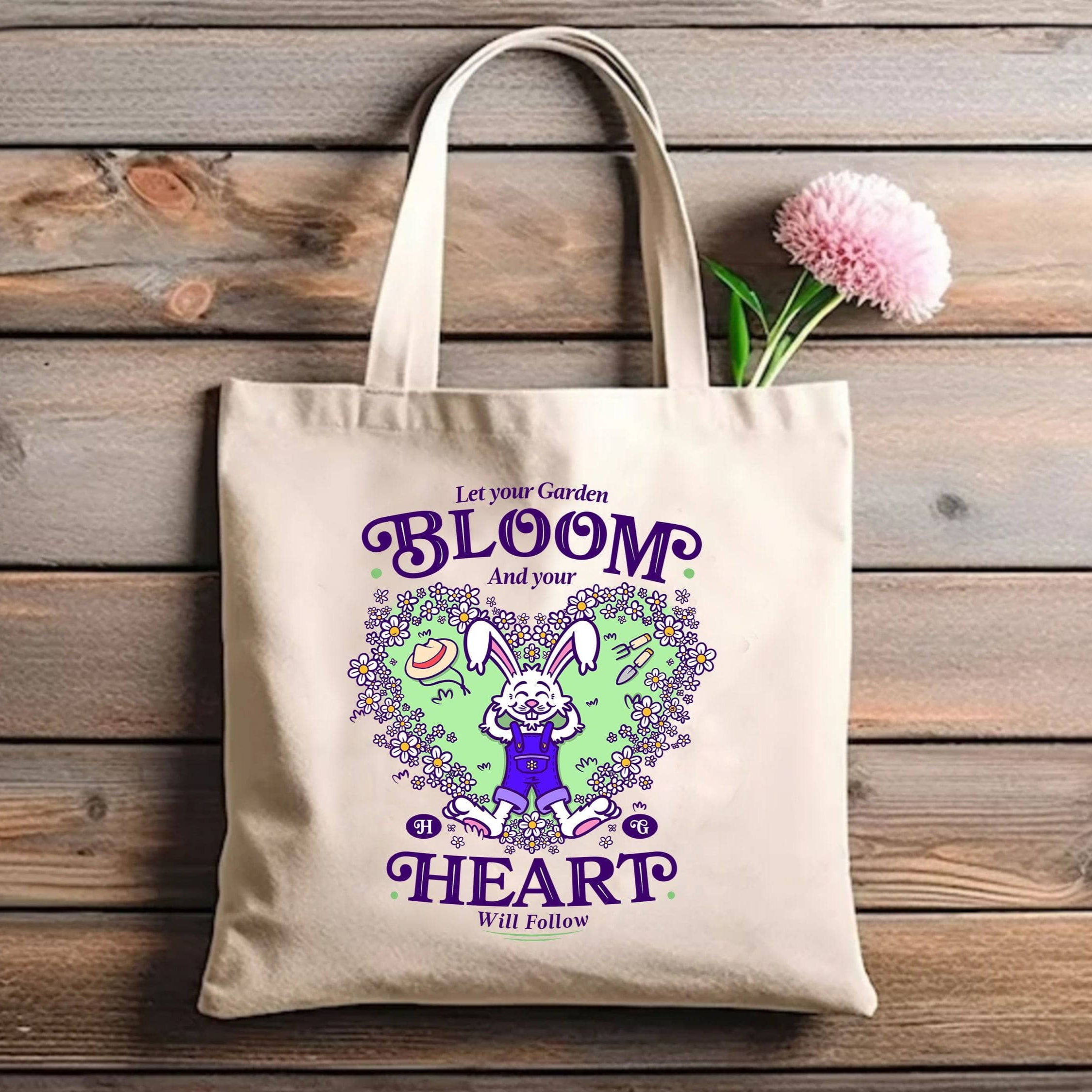 Happy Gardens Bloom Eco-Friendly Cotton Tote Bag - Reusable Shopping Bag for Groceries, Beach, Work & Travel
