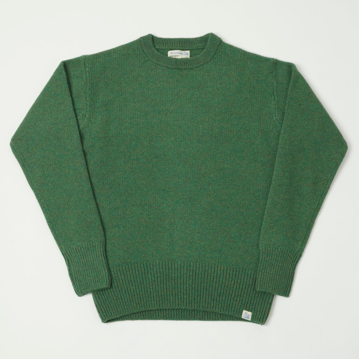 Merz b. Schwanen LOCC01 Organic Cotton Knit Crew Neck Pullover Sweater - Moss Green | Classic Casual Wear for Men | Perfect for Office, Travel & Everyday Comfort