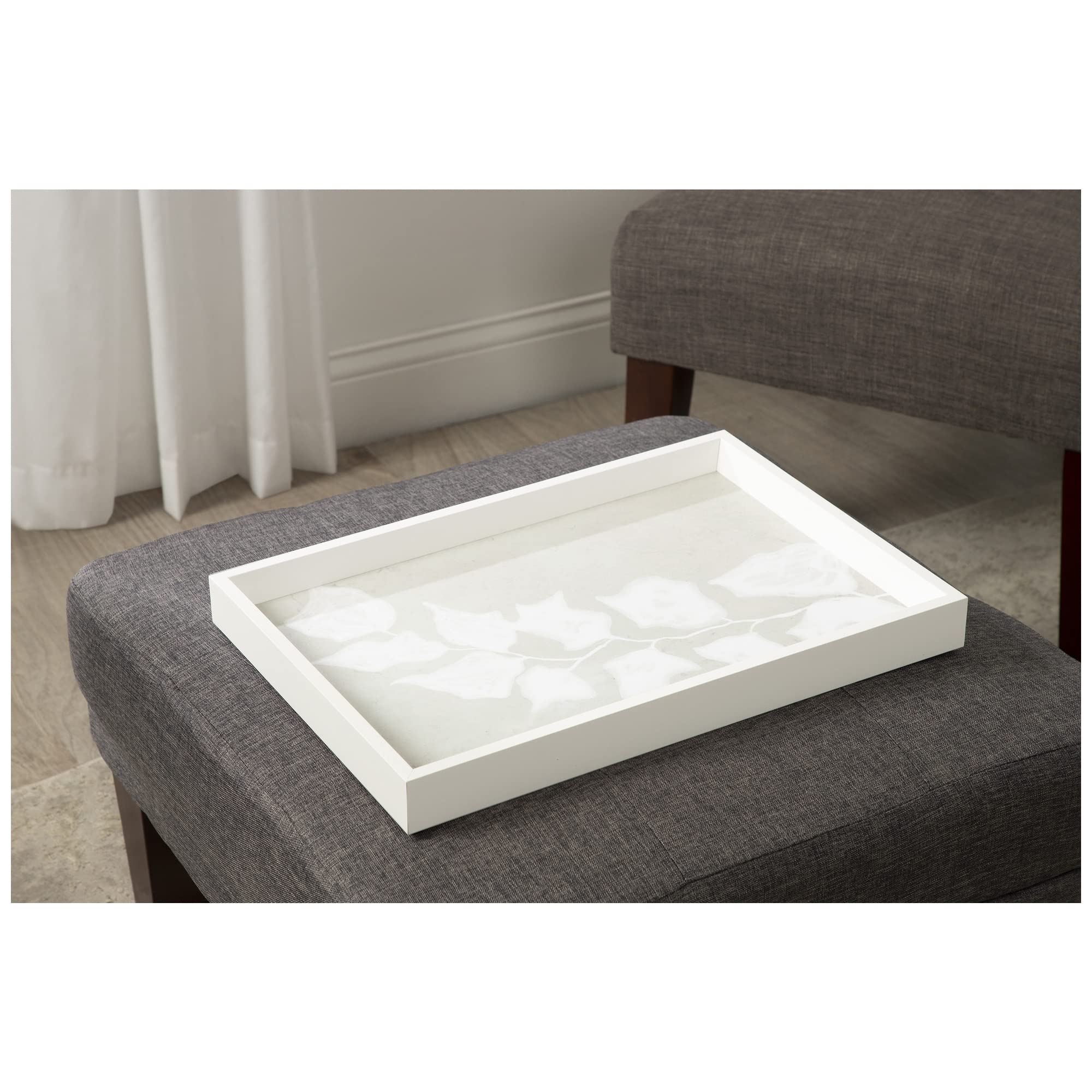 13x19 Inch Decorative Wood Ottoman Tray & Coffee Table Tray - Handcrafted Paper Bark Design - Perfect for Serving, Organizing, and Home Decor (Living Room, Bedroom, Patio)
