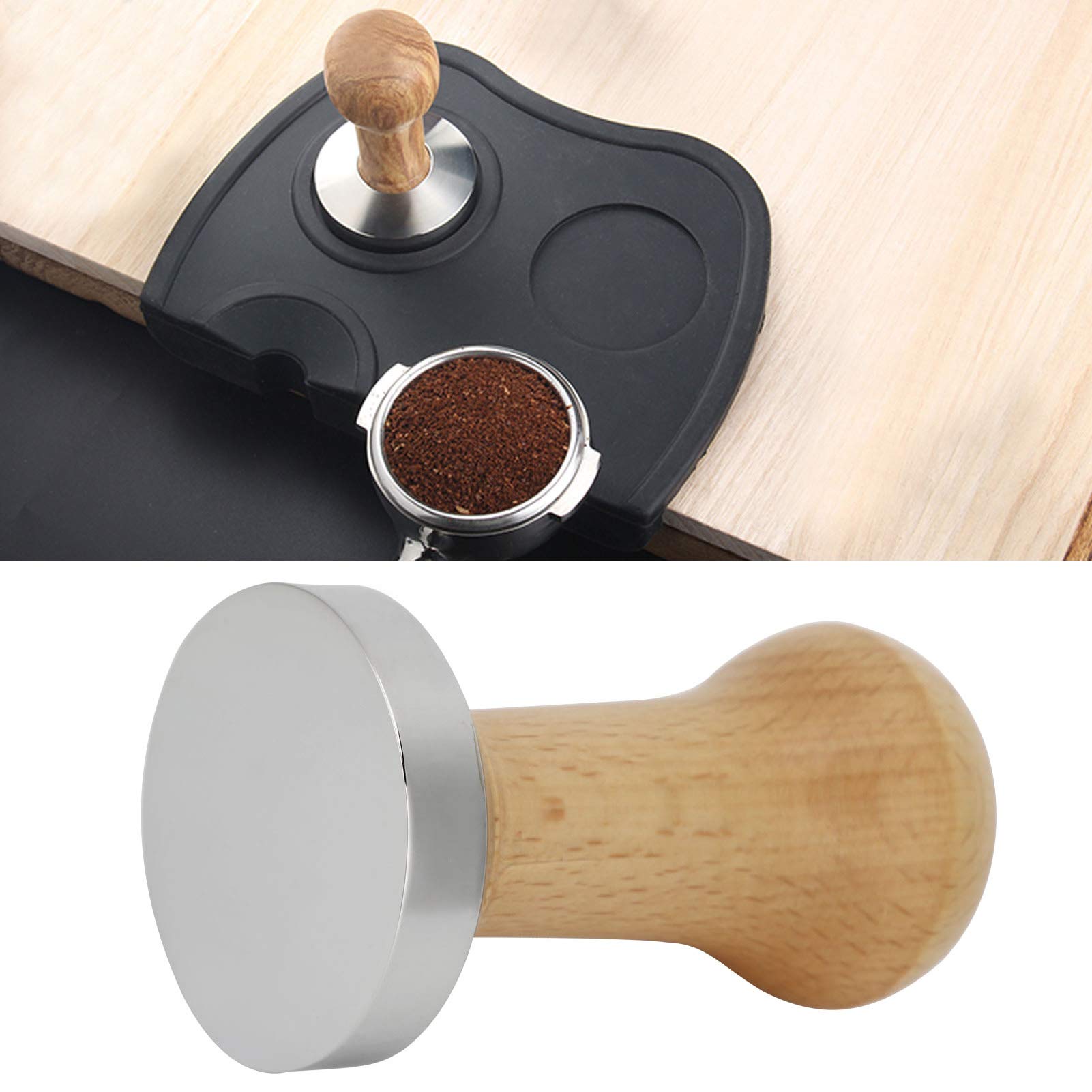 Premium 51mm Coffee Powder Tamper - Ergonomic Handheld Espresso Tool for Home & Office Use - Wooden Flat Bottom Coffee Accessory for Baristas & Coffee Lovers - Perfect for Espresso Machines & French Press