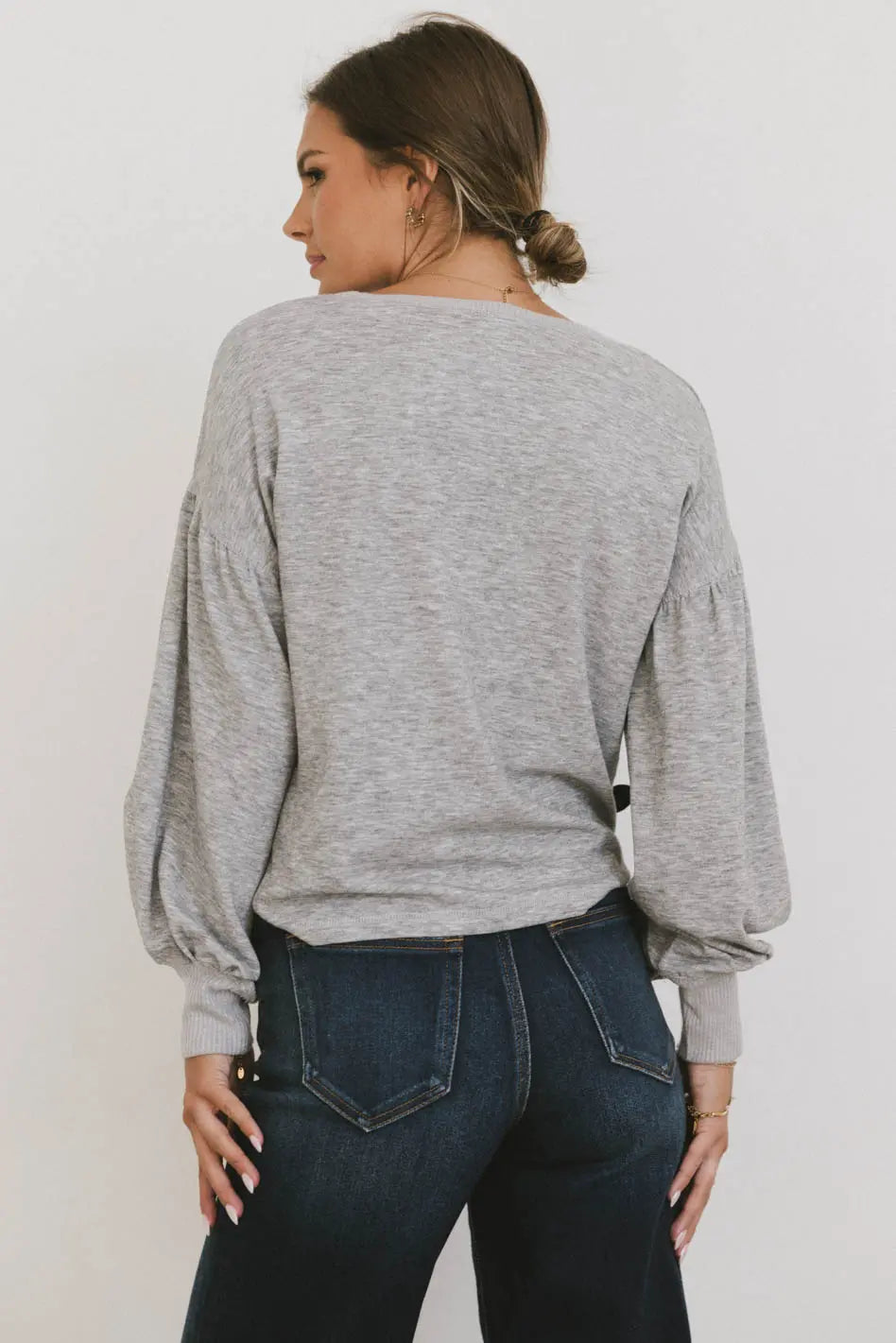 Kaori Women's Casual Grey Top - Soft & Comfortable Blouse for Everyday Wear | Perfect for Work, Dates & Outings | FINAL SALE
