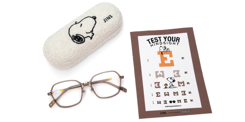 JINS x PEANUTS 088 Bus Eyeglasses - Stylish Snoopy & Woodstock Design, Lightweight Frame for Men & Women - Perfect for Reading, Work & Everyday Use