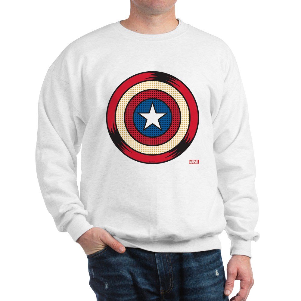 Captain America Comic Shield Sweatshirt | Marvel Superhero Graphic Hoodie | Men's & Women's Casual Wear for Comic Fans & Movie Lovers
