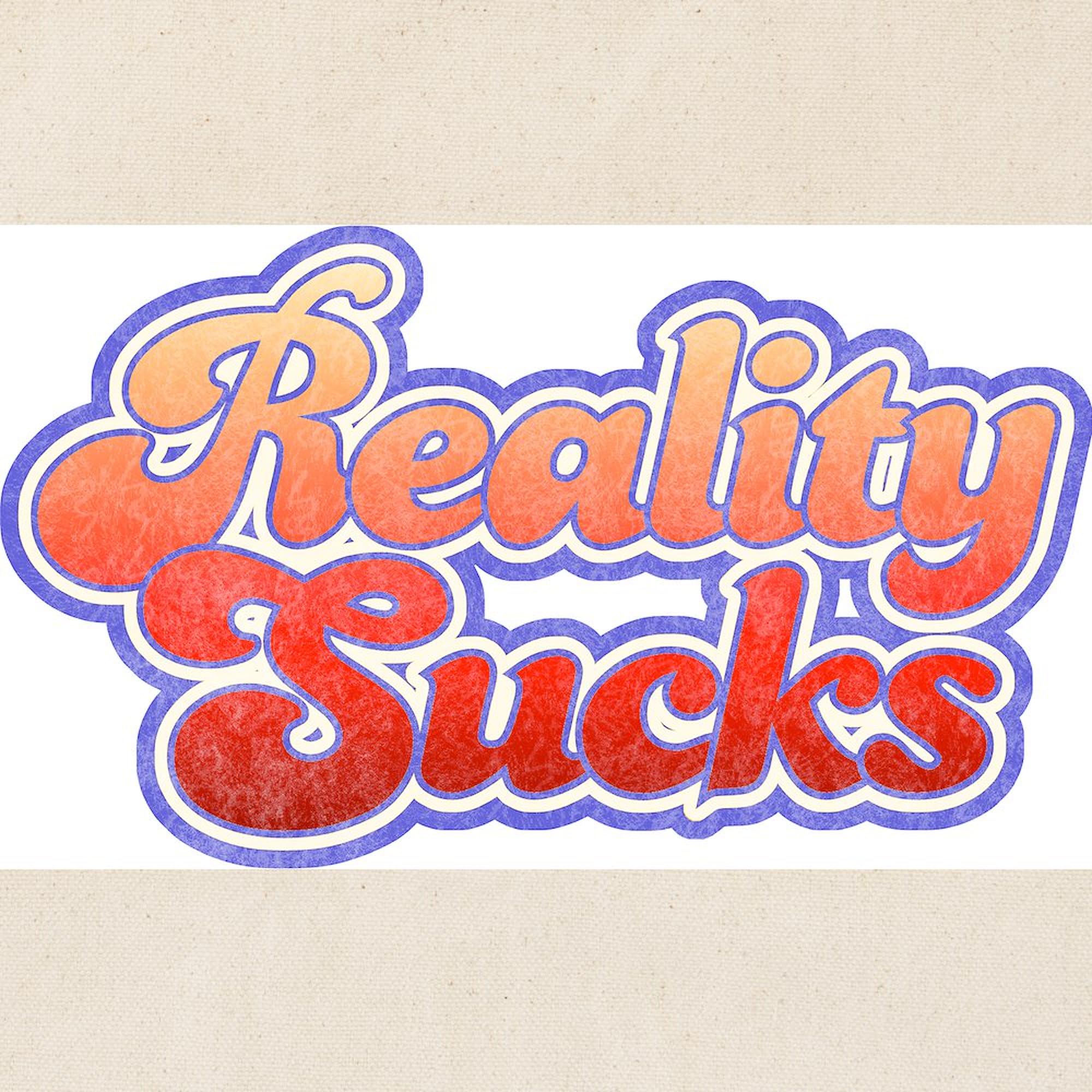 Reality Sucks Distressed Tote Bag - Natural Canvas Reusable Shopping Bag for Groceries, Beach & Everyday Use | Funny Sarcastic Gift Idea