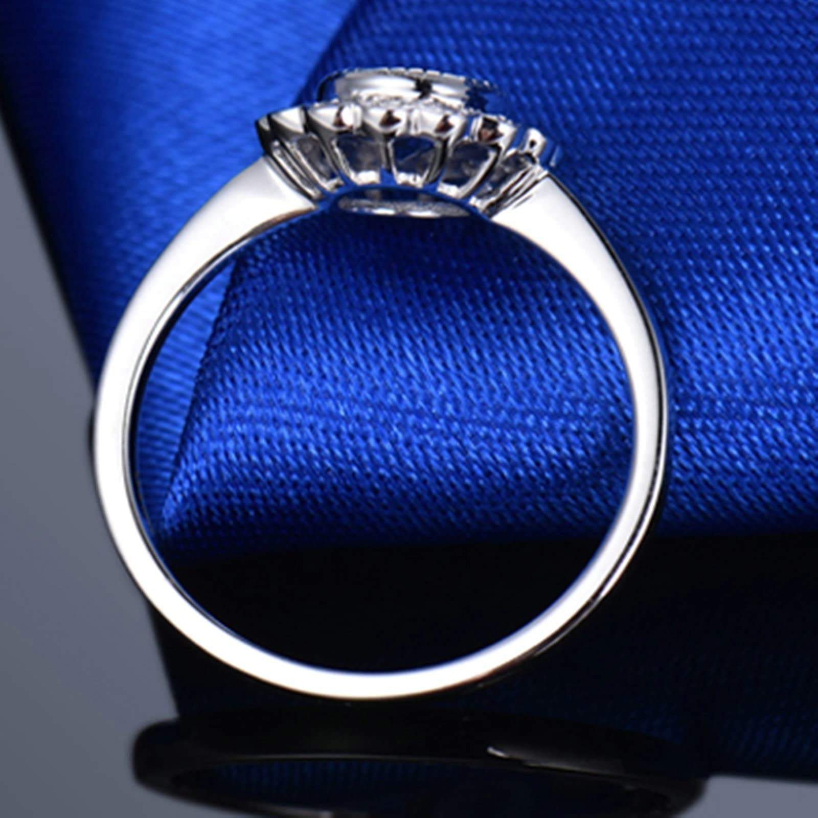 18K White Gold Women's Wedding & Promise Rings with 1ct Round Lab-Grown Sapphire, VVS Clarity – Perfect for Engagement, Anniversary & Special Occasions