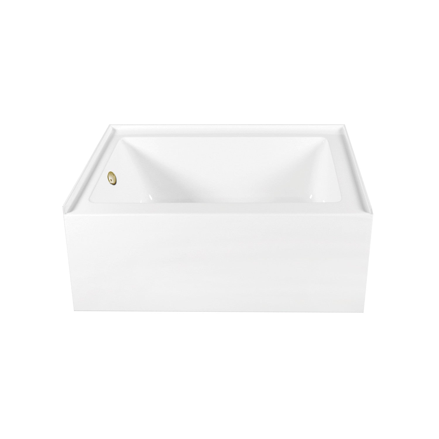 Aqua Eden 60 Inch Acrylic Rectangular 3 Wall Alcove Bathtub - Left Hand Drain, Glossy White with Brushed Brass Trim | Perfect for Modern Bathroom Renovations & Spa-Like Retreats