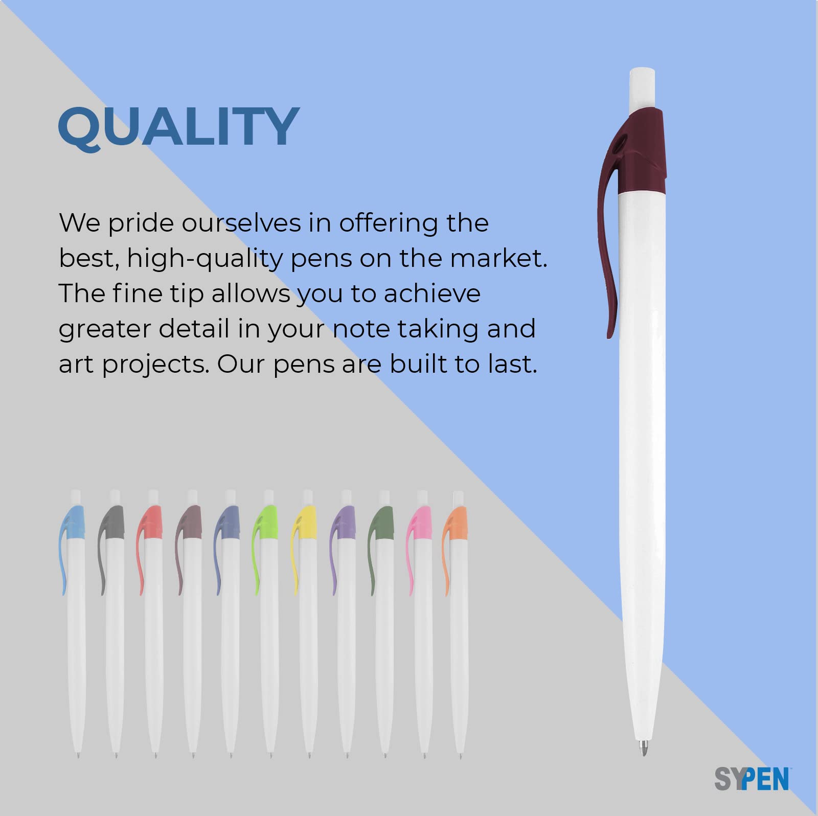Custom Printed Ballpoint Click Pens with Logo - 500 Pack Bulk for Business, Events & Promotions - Personalized Light Blue Trim Pens with Black Ink - Perfect for Corporate Gifts, Trade Shows & Branding