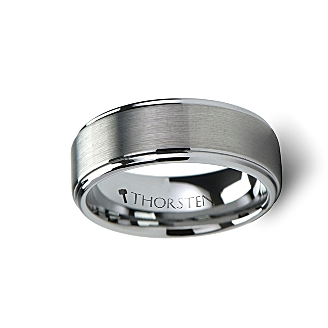 OPTIMUS 8mm Wide Tungsten Wedding Band - Brushed Finish with Polished Edge, Durable & Scratch-Resistant - Perfect for Men's Wedding Rings, Anniversary Gifts & Everyday Wear