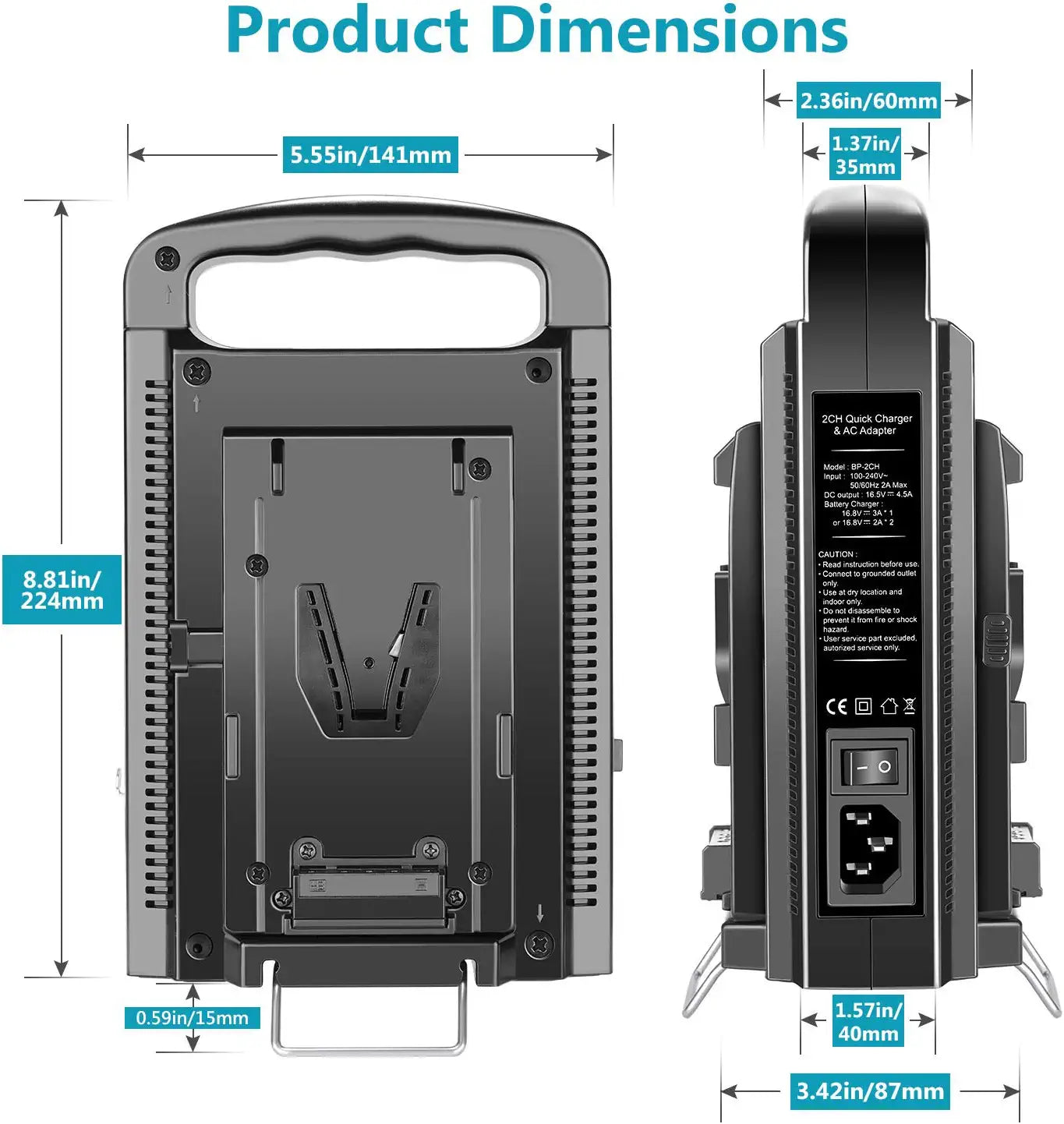 NEEWER NW BP 2CH Dual Channel V Mount/V Lock Battery Charger - Professional Camera Battery Charger for Sony, Canon, Nikon - Perfect for Film Production & Photography Studios