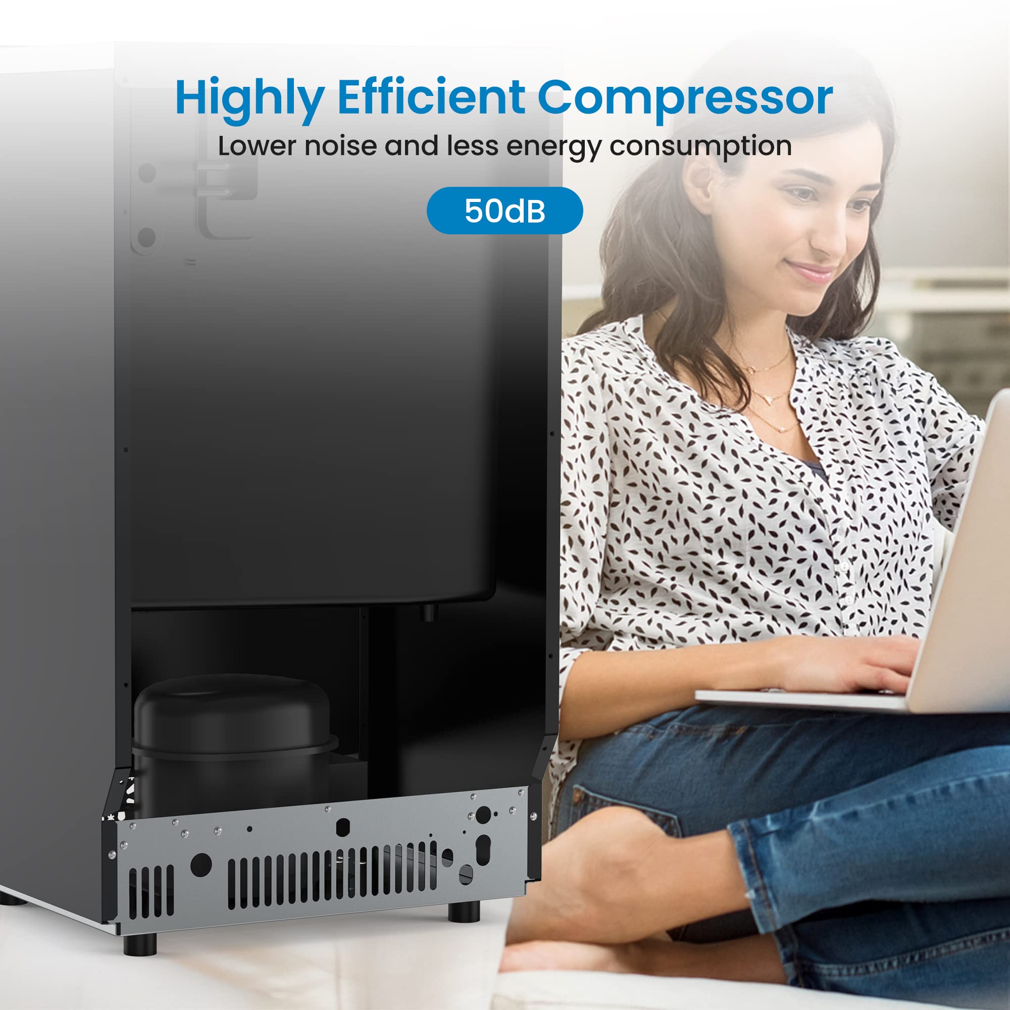 Commercial Ice Maker Machine 160LBS/24H - Under Counter Ice Maker with 35LBS Storage Bin - Fast Ice Production in 5-15 Minutes - Auto Self-Cleaning - Perfect for Restaurants, Bars, and Home Use