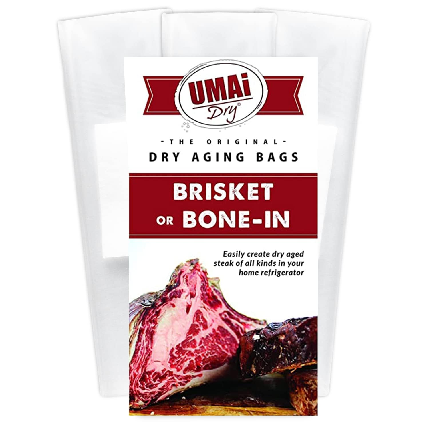 UMAi Dry Aging Bags for Steaks - Pack of 3 | Meat Aging Bags for Beef, Brisket & Bone-In Cuts (14-20 lbs) | Home Refrigerator Steak Ager | No Vacuum Sealer Required | Achieve Tender Aged Beef in 28-45 Days | Perfect for Home Chefs & BBQ Enthusiasts