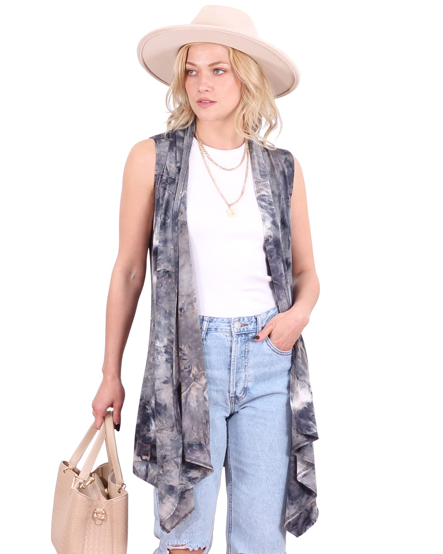 Popana Women's Lightweight Long Sleeveless Summer Cardigan Vest - Plus Size Open Front Duster Cover Up - Made in USA - Perfect for Beach, Vacation & Casual Outfits