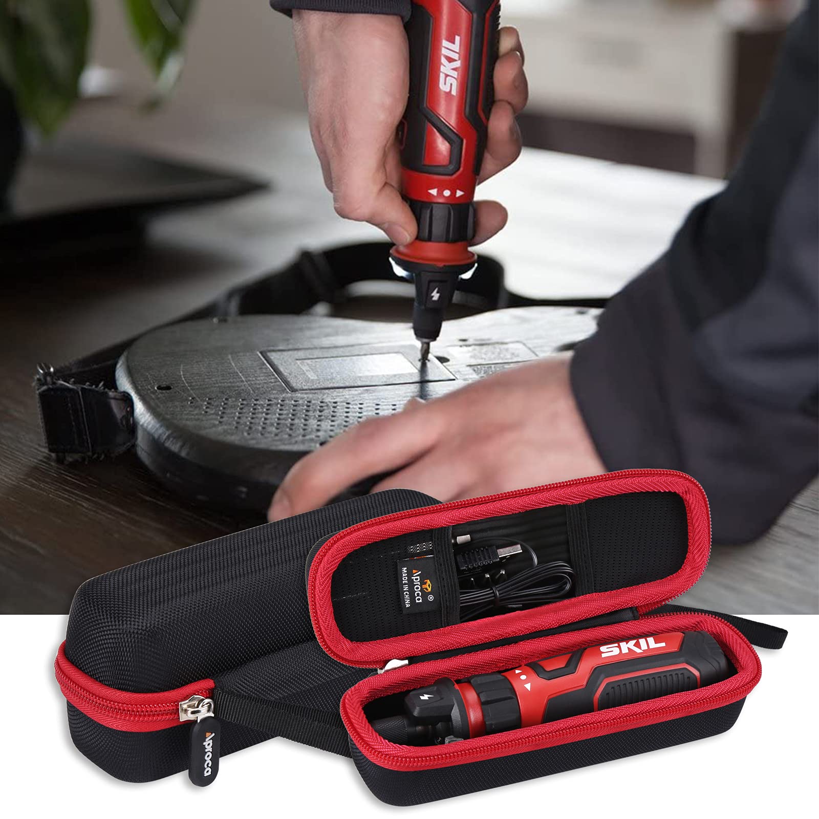 Aproca Hard Storage Travel Case for SKIL 4V Cordless Screwdriver & Accessories - Durable Protective Organizer for DIY Tools, Home Repair, and On-the-Go Projects