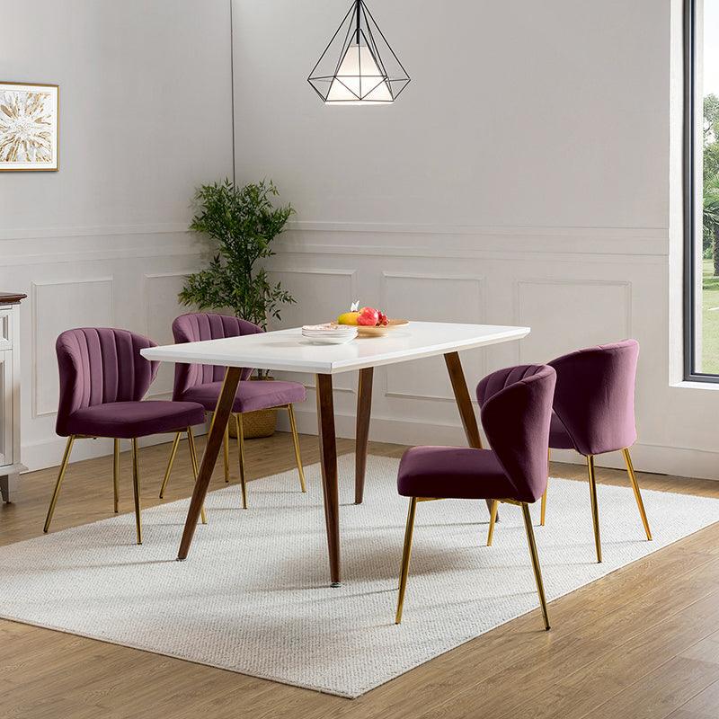Modern Dining Chairs Set of 4 - Mid Century Metal Leg Side Chairs for Kitchen, Dining Room & Office - Aruna Contemporary Upholstered Seating