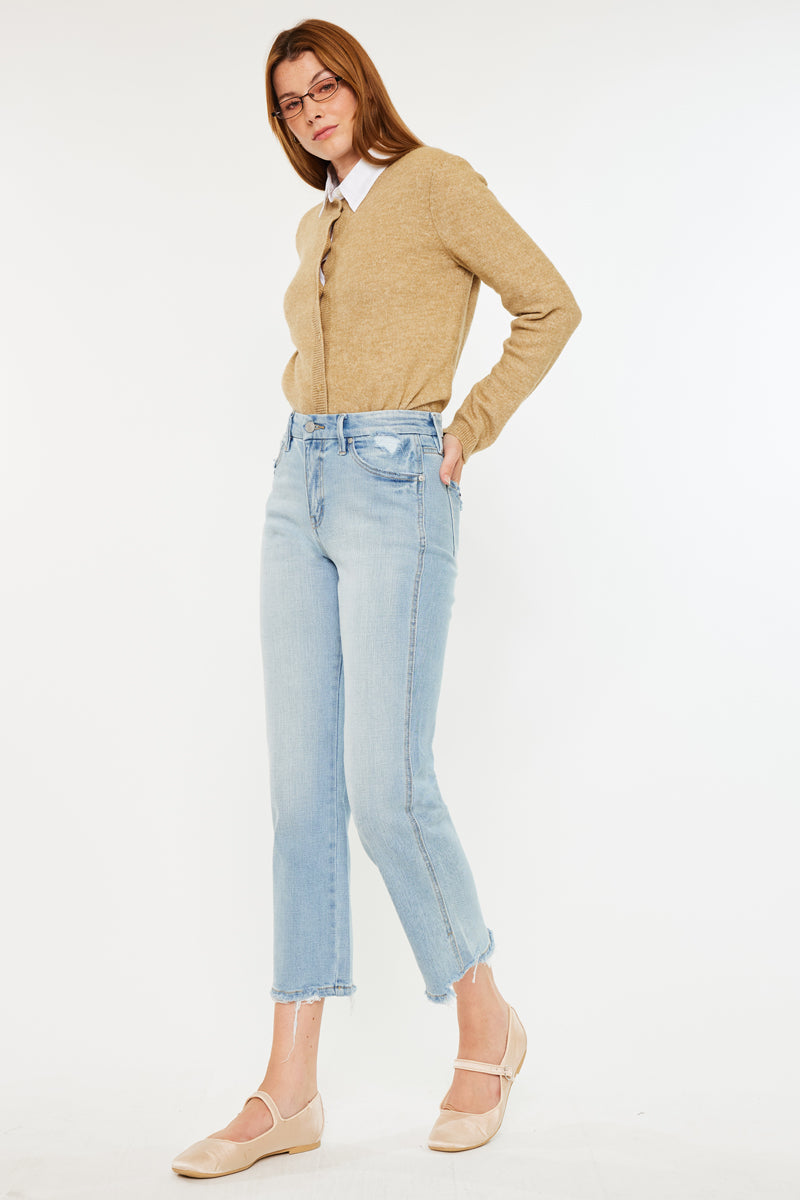 Lane High Rise Cropped Straight Leg Jeans for Women - Slimming Stretch Denim Pants - Perfect for Casual Wear, Office Outfits & Date Nights