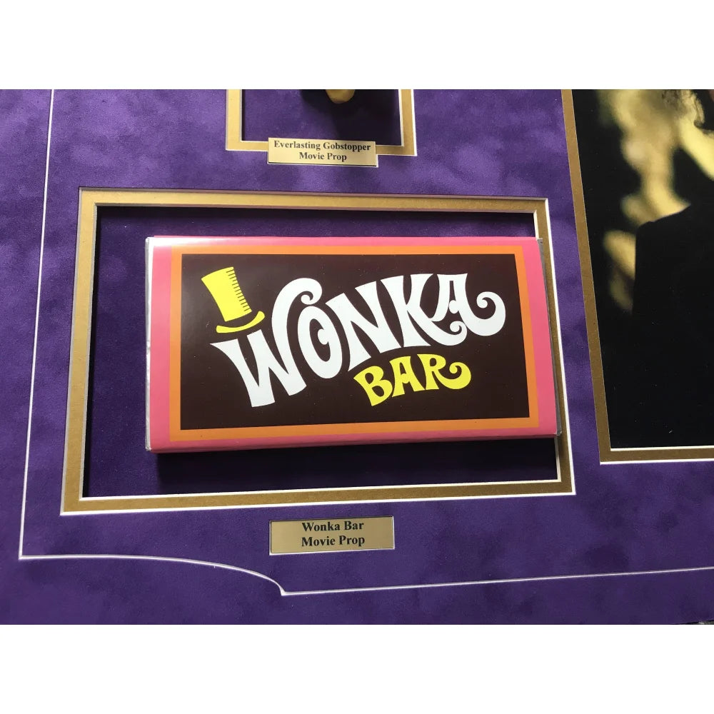 Authentic Gene Wilder Signed Golden Ticket Willy Wonka Framed Collage with PSA COA & Gobstopper - Perfect for Movie Memorabilia Collectors and Chocolate Factory Fans