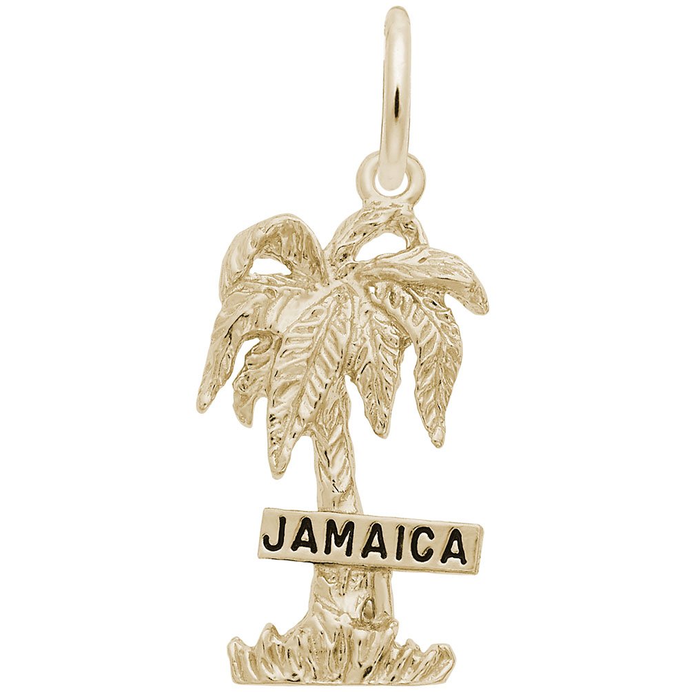 Jamaica Palm Tree Charm with Sign - Sterling Silver Pendant for Bracelets & Necklaces - Perfect for Beach Parties, Vacations & Island-Themed Jewelry