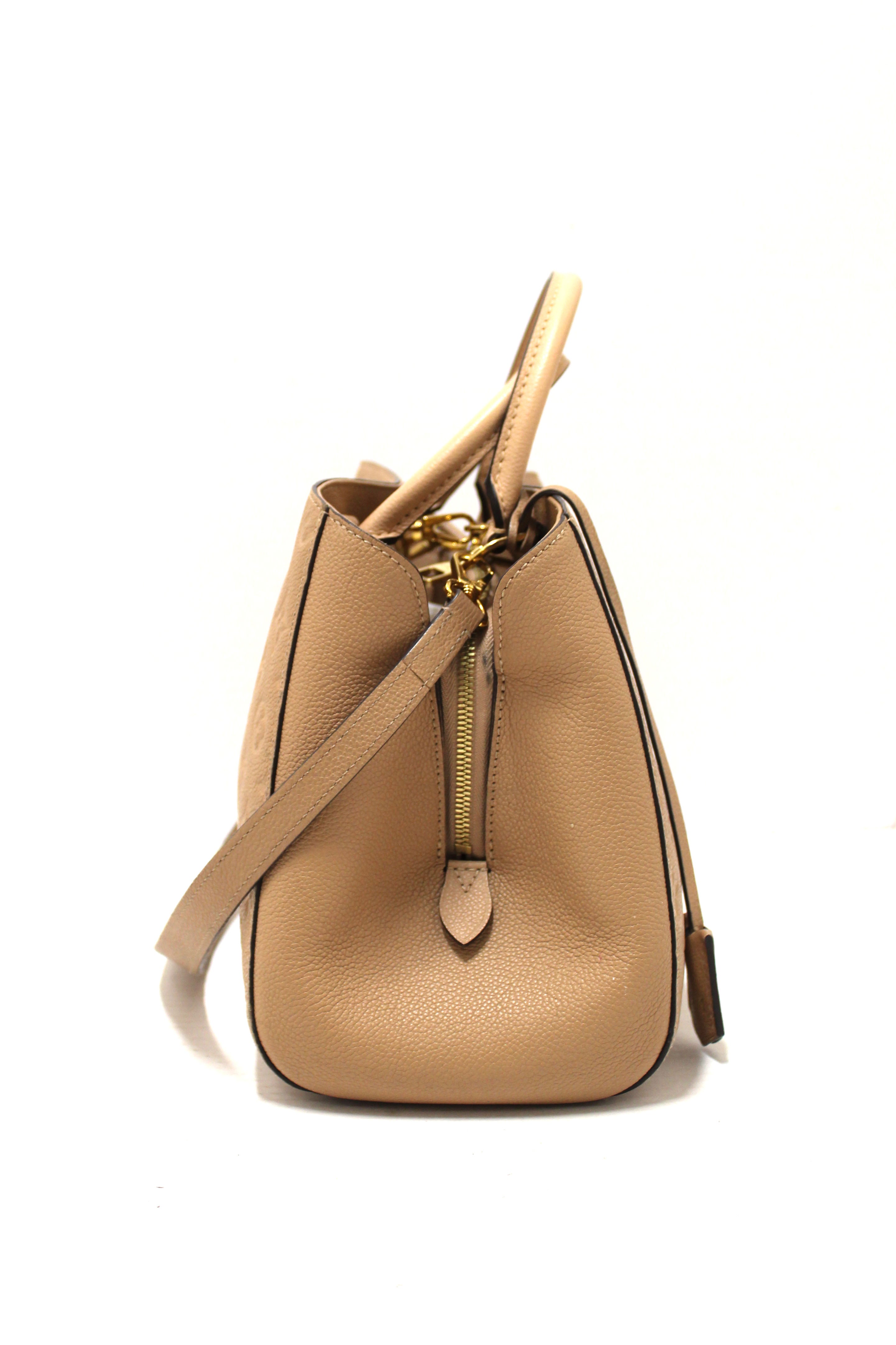 Authentic Louis Vuitton Montaigne MM Bag - Beige Monogram Empreinte Leather Handbag for Women | Luxury Designer Tote for Work, Travel & Everyday Use