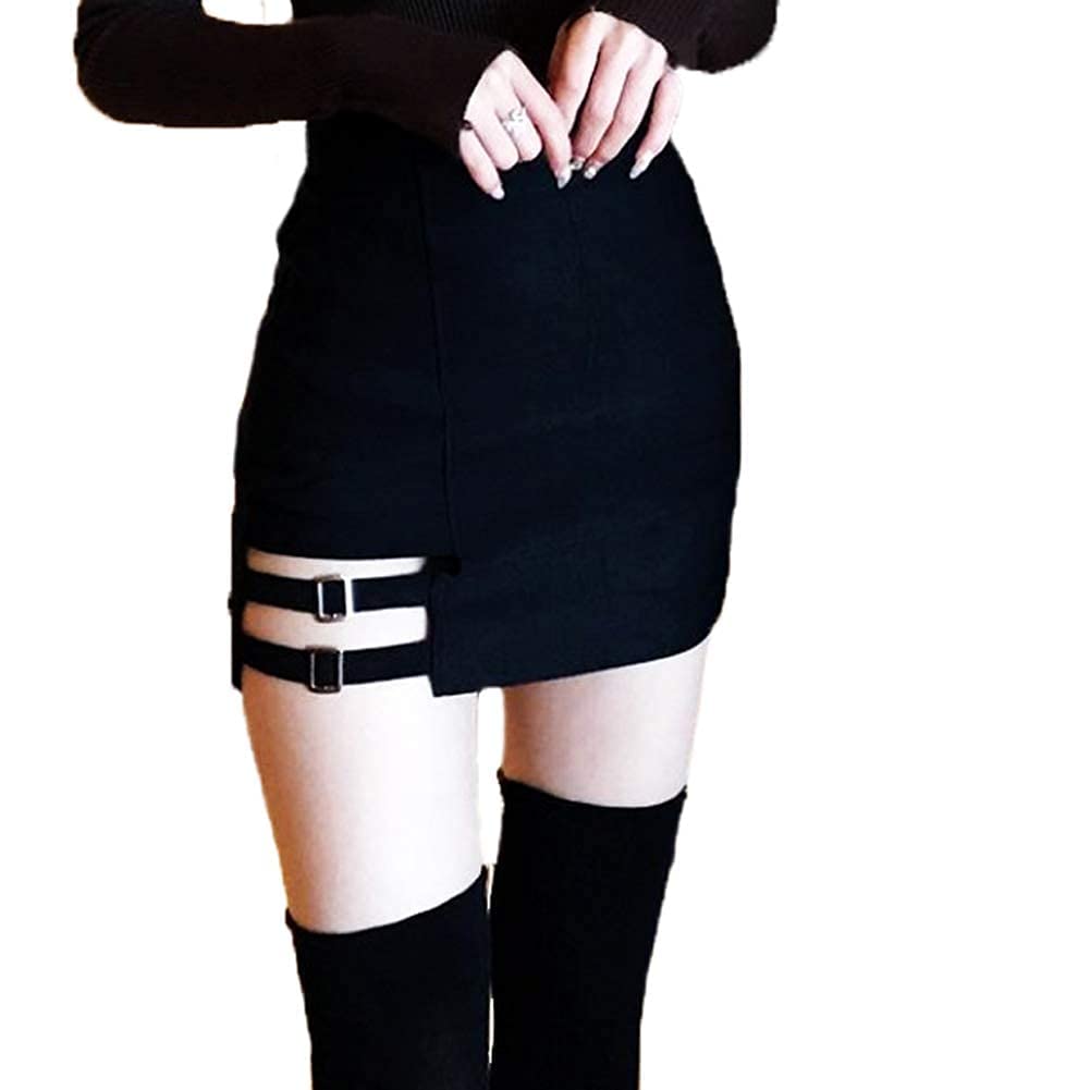Gothic High Waist Asymmetrical Mini Skirt for Women - Bodycon Dance Skirt | Perfect for Club Nights, Gothic Fashion & Dance Performances