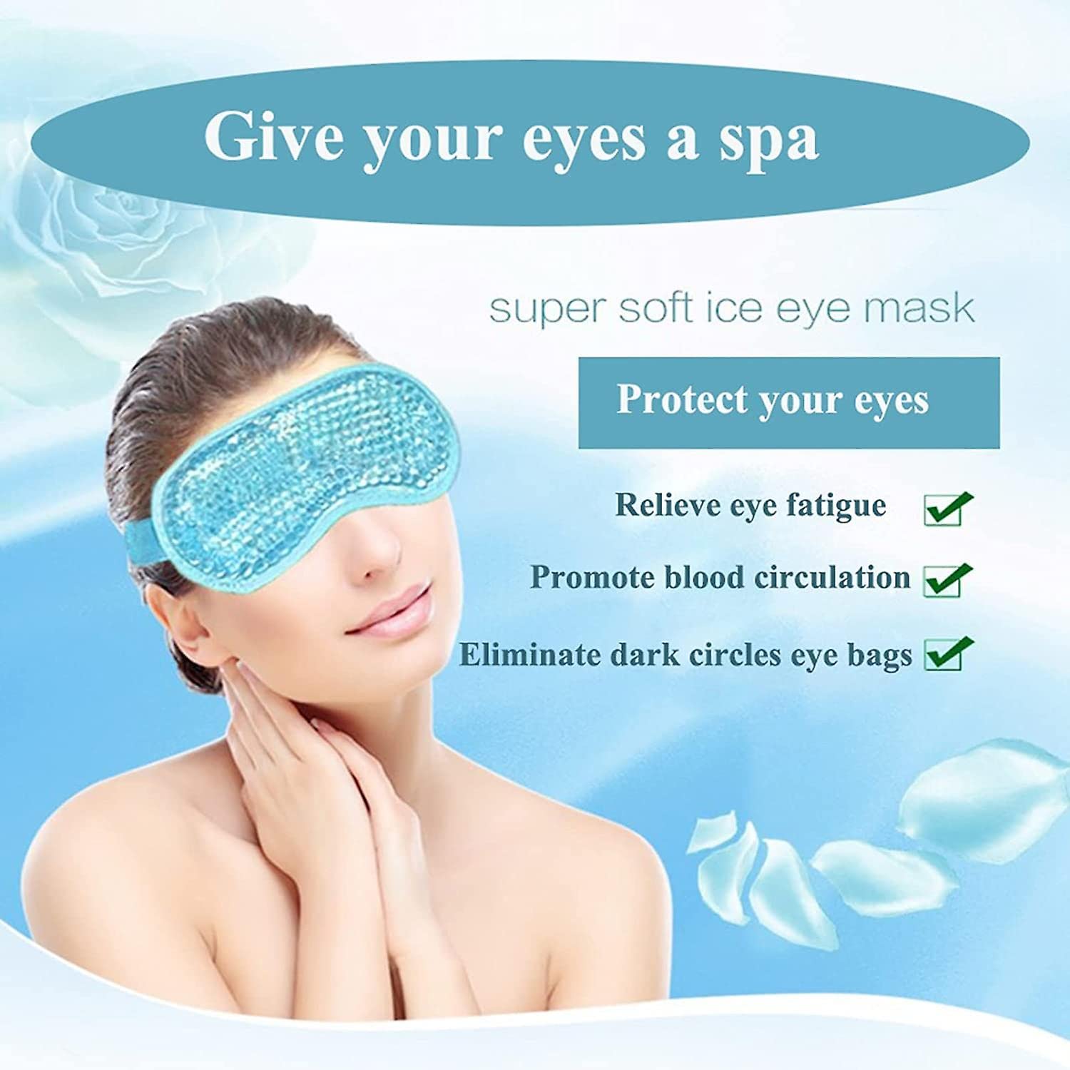 Whixant Cold Gel Eye Mask for Dark Circles & Puffy Eyes - Reusable Hot/Cold Therapy Compress with Cooling Gel Beads - Soothing Spa Facial Mask for Migraine Relief & Stress Relaxation - Perfect for Sleep, Travel & Post-Surgery Recovery (Multicolor)