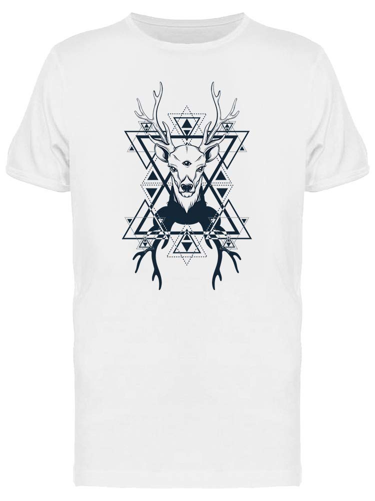 Hand Sketched Deer Triangle Graphic T-Shirt for Men - Casual Streetwear & Outdoor Activities