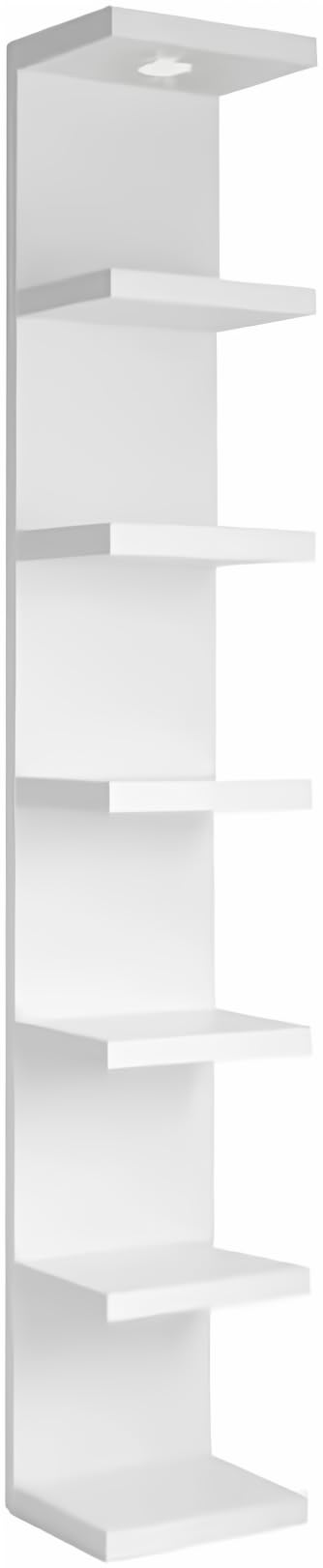 White 7-Tier Floating Wall Shelf with LED Remote Control Lights - Versatile Display Storage for Living Room, Bedroom, Office & Home Decor