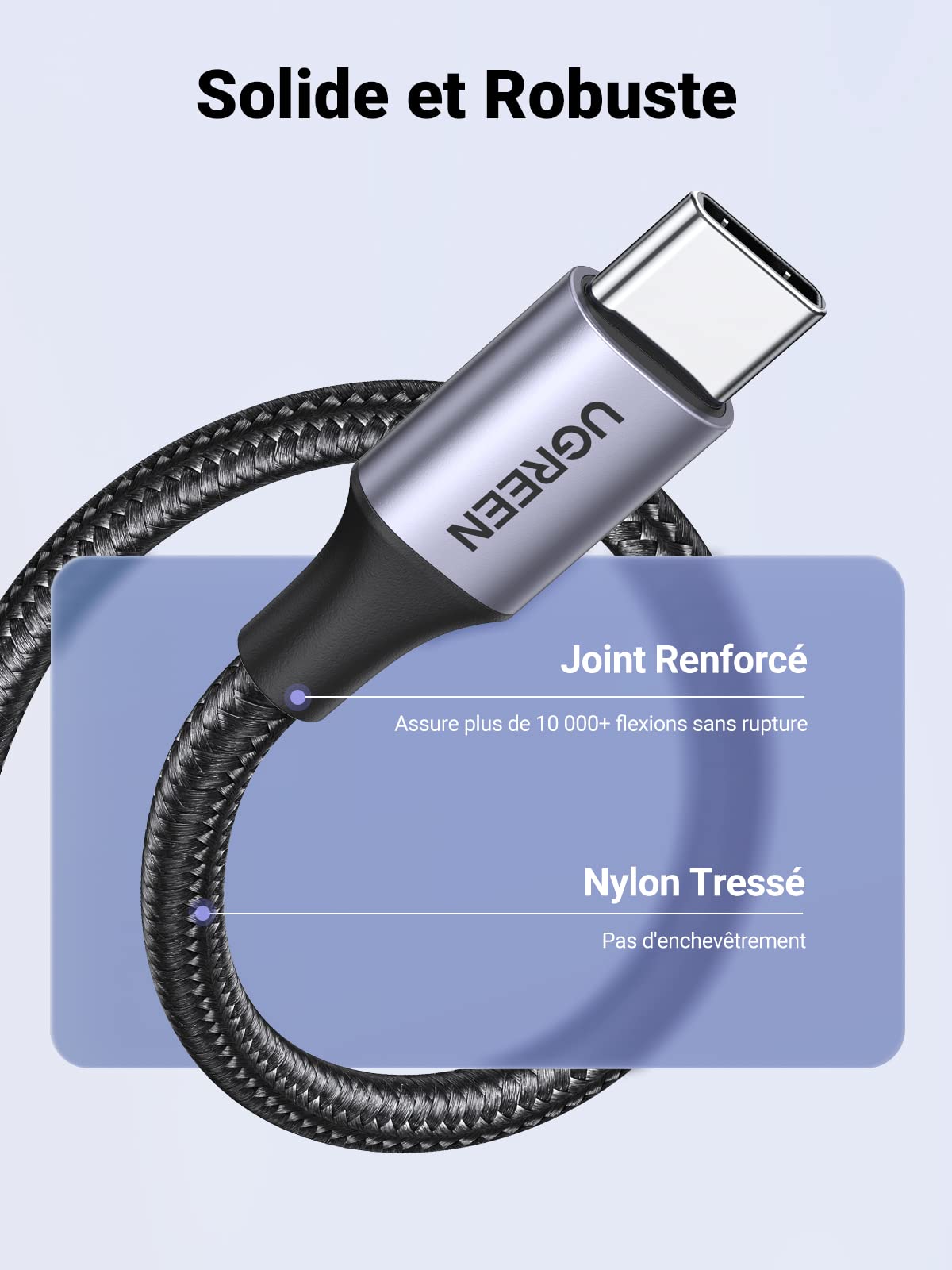 UGREEN USB C Cable 3A Fast Charging, Nylon Braided USB C Charger Cable for iPhone 16/15 Pro Max, Galaxy S24/S23 Ultra, Redmi Note 13 Pro, PS5 Controller (1M) - Durable & Fast Charging for Phones, Tablets, Gaming Devices