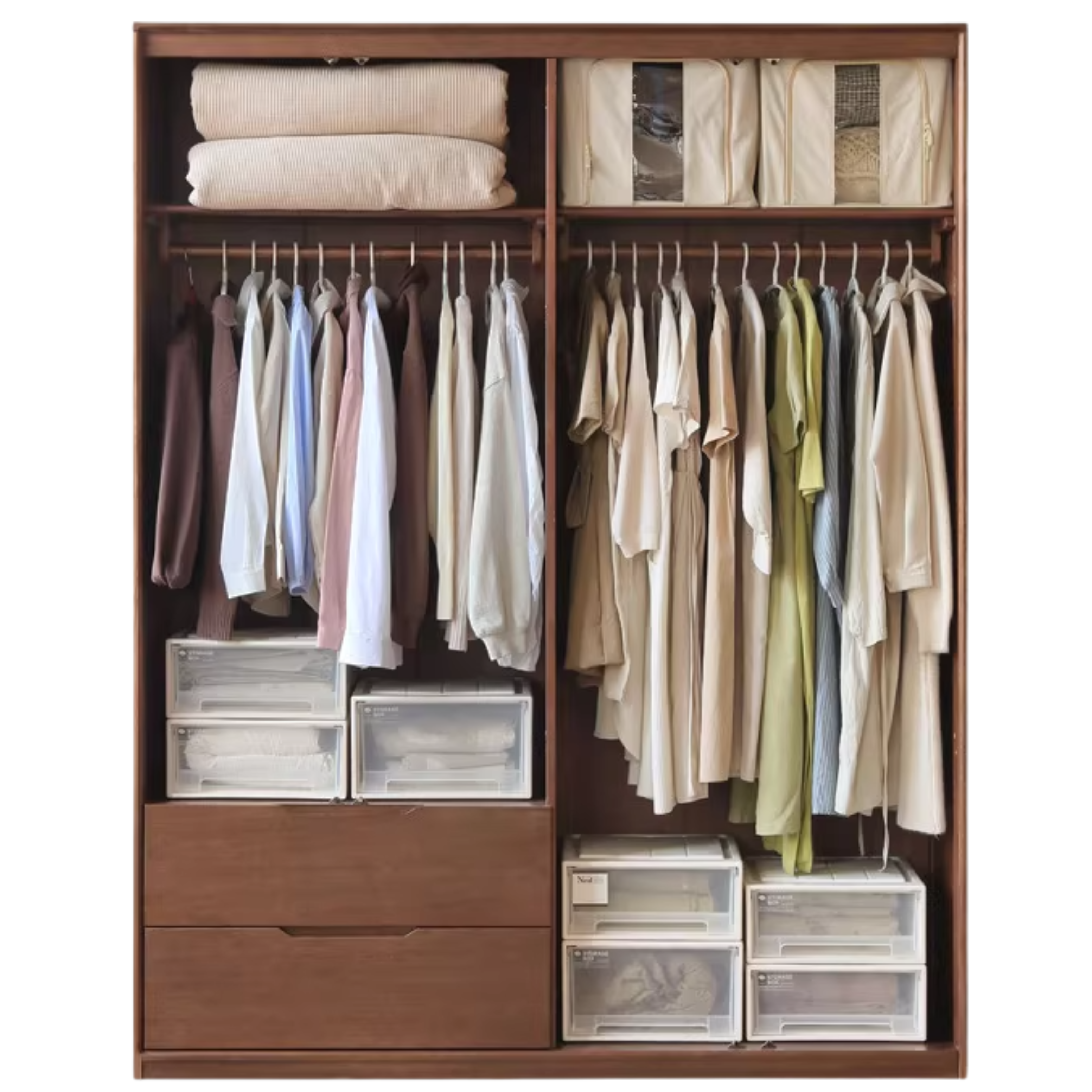 Solid Black Walnut Wood Large Wardrobe - Spacious Closet Organizer for Bedroom, Walk-in Closet & Master Suite Storage