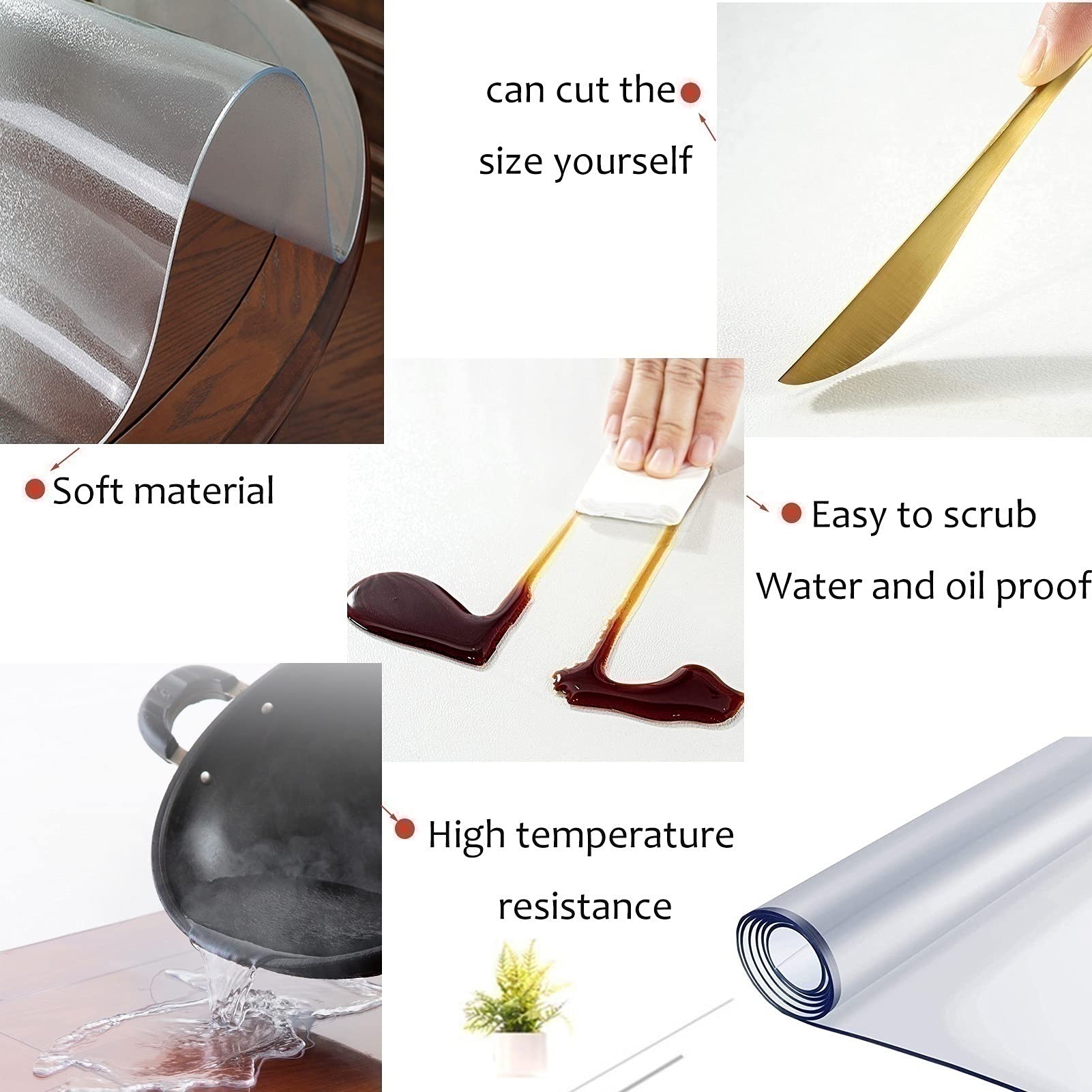 Crystal Clear Round Vinyl Table Cover - 2mm Thick Frosted Waterproof PVC Table Protector | Non-Slip Plastic Desk Mat for Dining, Office & Events | Custom Sizes 90cm, 100cm, 110cm, 120cm | Perfect for Parties, Restaurants & Home Use