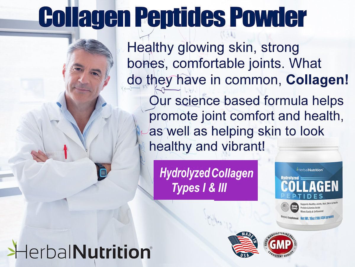 Premium Hydrolyzed Collagen Peptides Powder for Skin, Hair, Nails & Joint Support - Keto & Paleo Friendly, Non-GMO, Gluten Free Protein Supplement (45 Servings) - Ideal for Smoothies, Coffee & Post-Workout Recovery