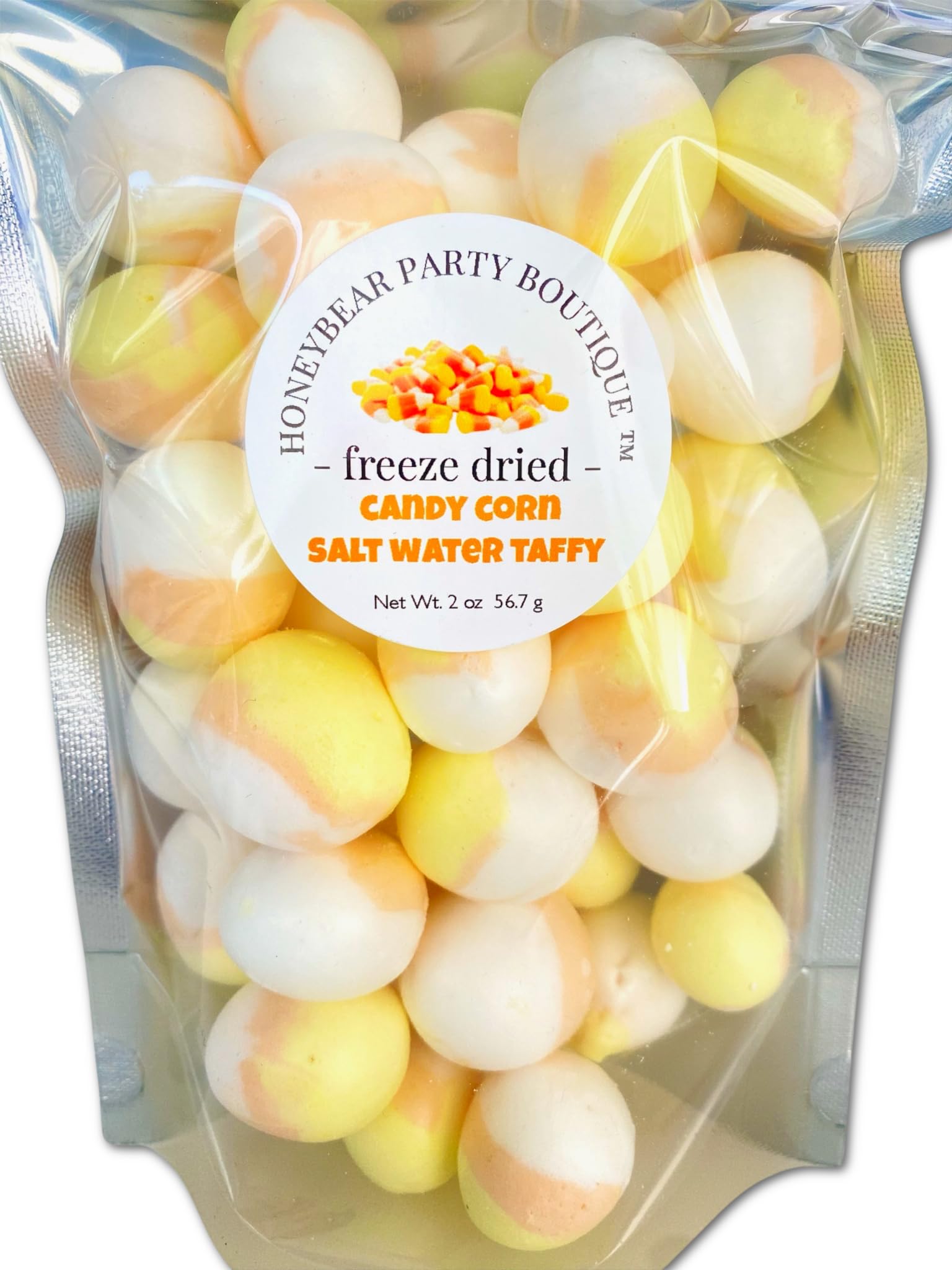 Freeze Dried Candy Corn Salt Water Taffy - 2 oz Box - Halloween & Thanksgiving Treats - Perfect for Party Favors, Gift Baskets & Fall Festivals