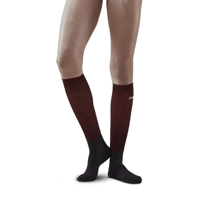 CEP Women's Infrared Recovery Socks - Tall Compression Socks for Circulation & Muscle Recovery (Black/Red) - Ideal for Running, Travel & Post-Workout Recovery