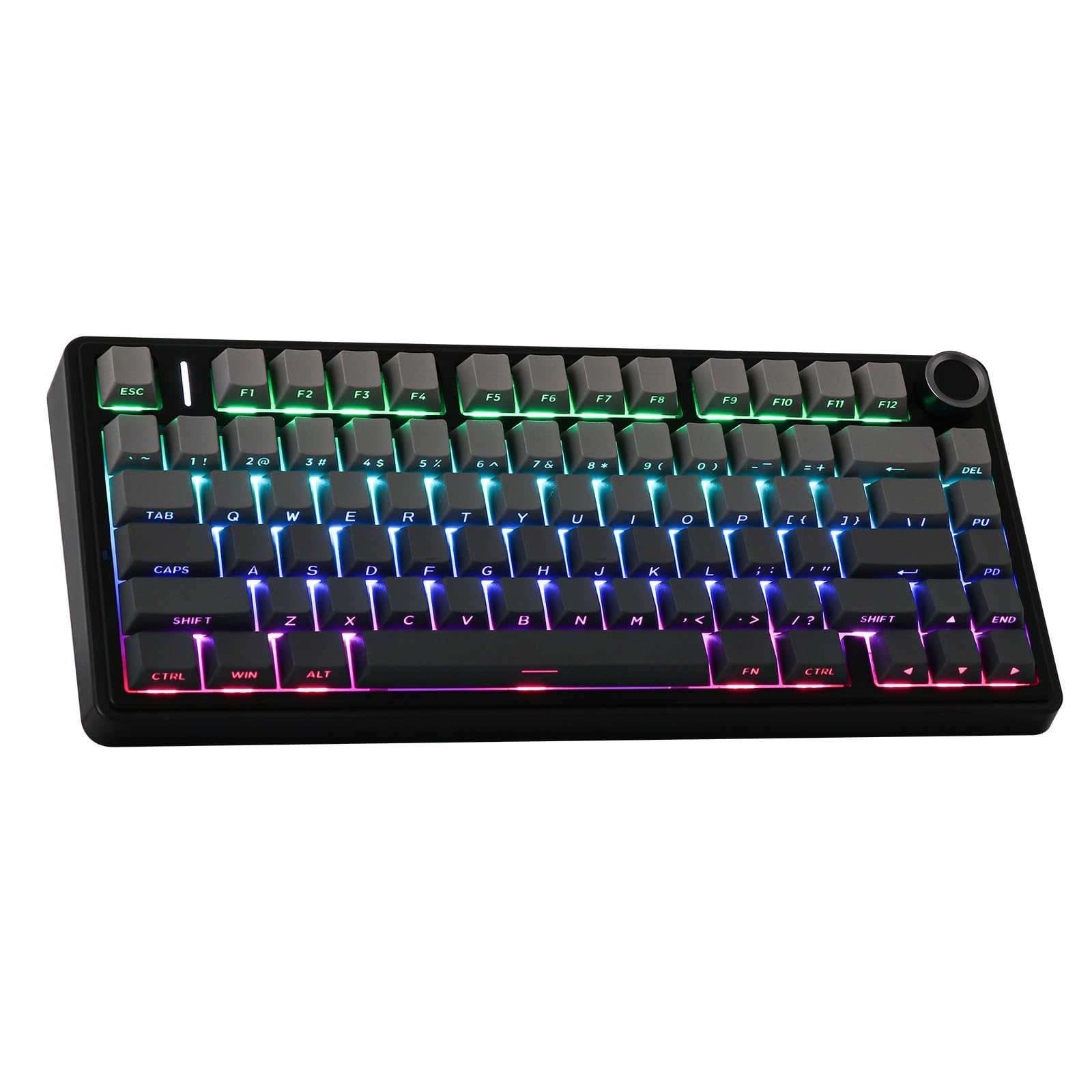 EPOMAKER x Aula F75 Gasket Mount Wireless Mechanical Keyboard - 75% Compact Bluetooth/2.4GHz/USB-C Gaming Keyboard with Hot Swappable Switches, 5-Layer Padding, RGB Backlight & Volume Knob (Black Gradient, LEOBOG Reaper Switch) - Perfect for Typing, Gaming & Office Work