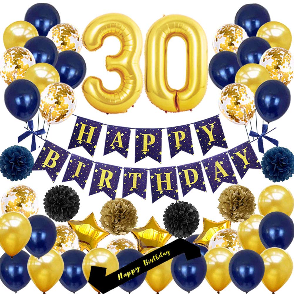 30th Birthday Party Decorations Set - Gold 